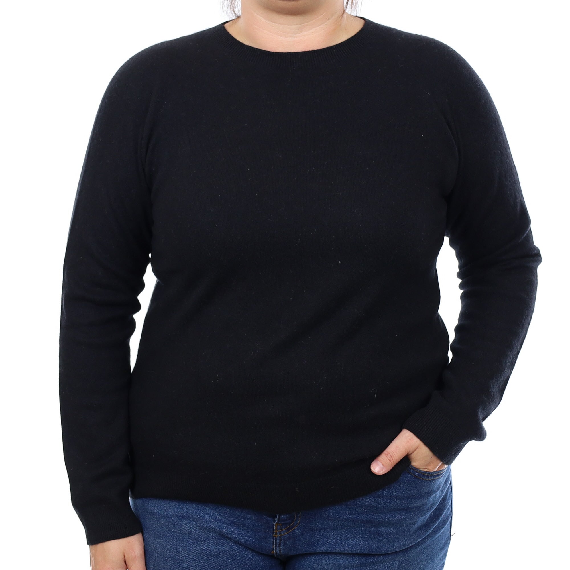 Black Cashmere Crew Neck Jumper Large