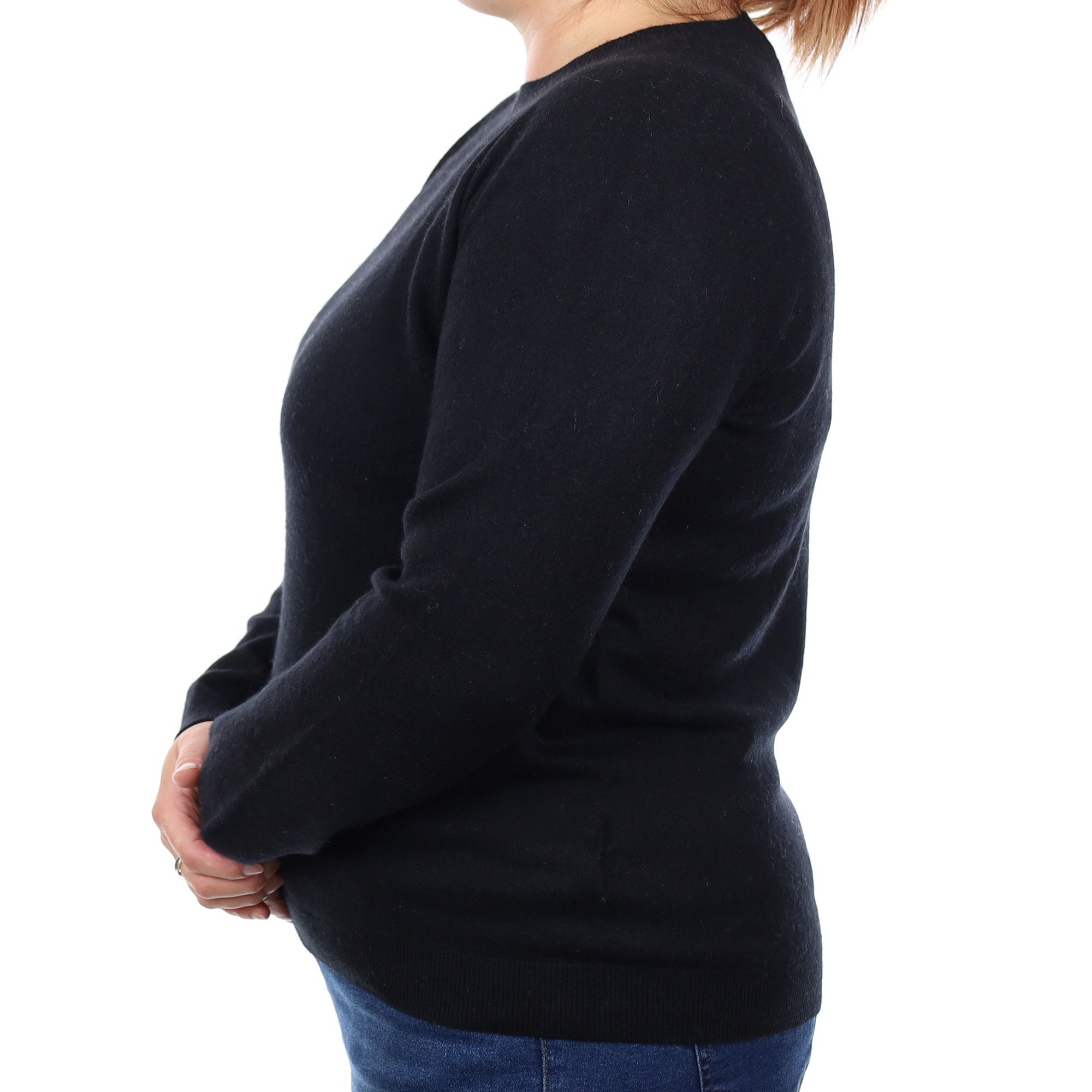 Black Cashmere Crew Neck Jumper Large