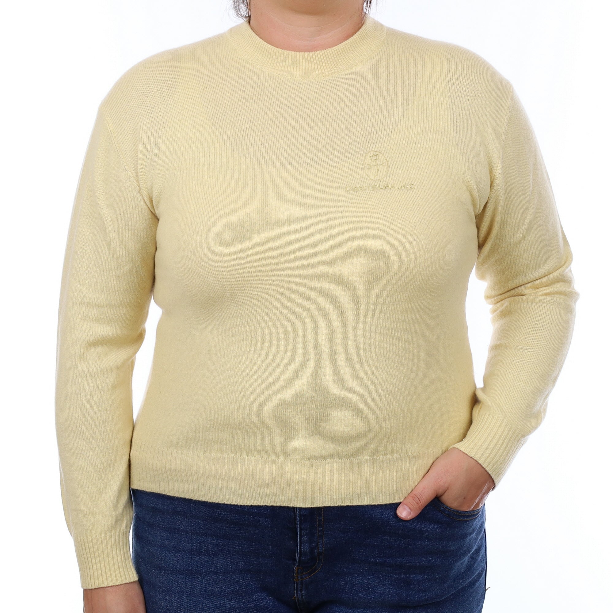 Castelbajac Custard Yellow Cashmere Crew Neck Jumper Large