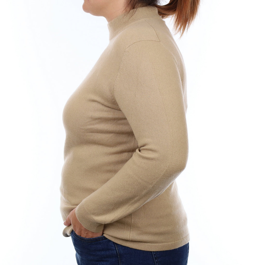 Beige Cashmere Turtleneck Jumper Large