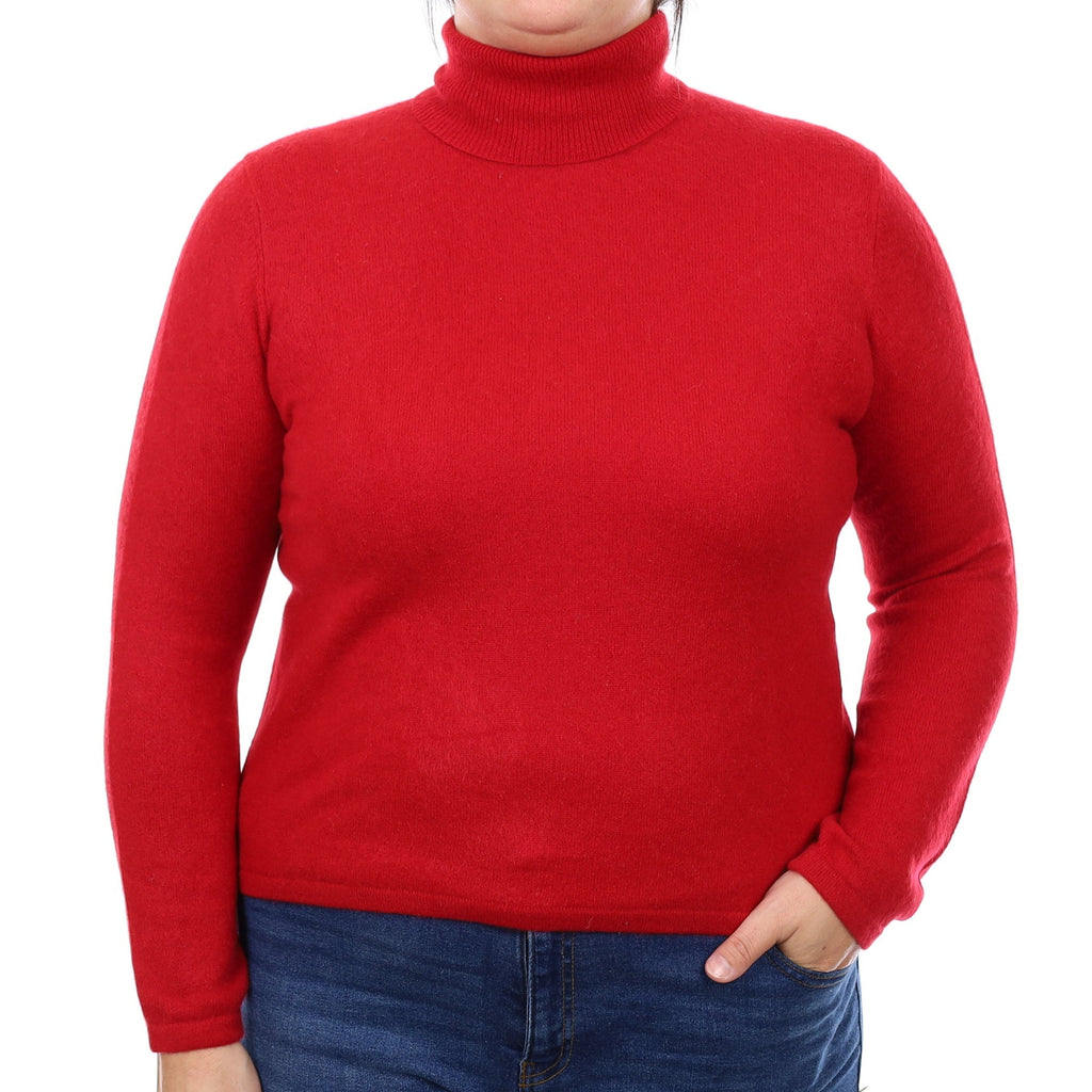 Berry Red Cashmere Polo Neck Jumper Large