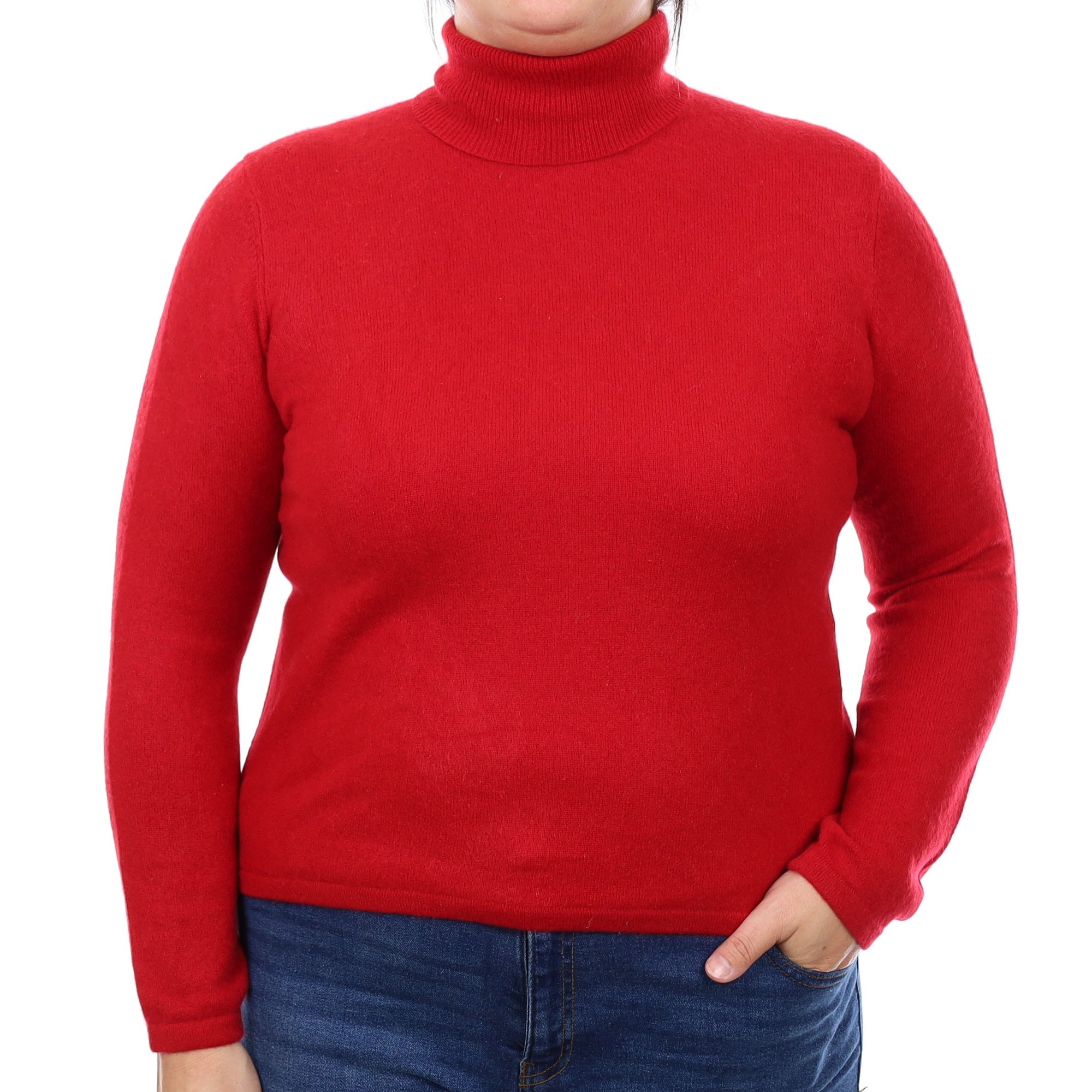 Berry Red Cashmere Polo Neck Jumper Large