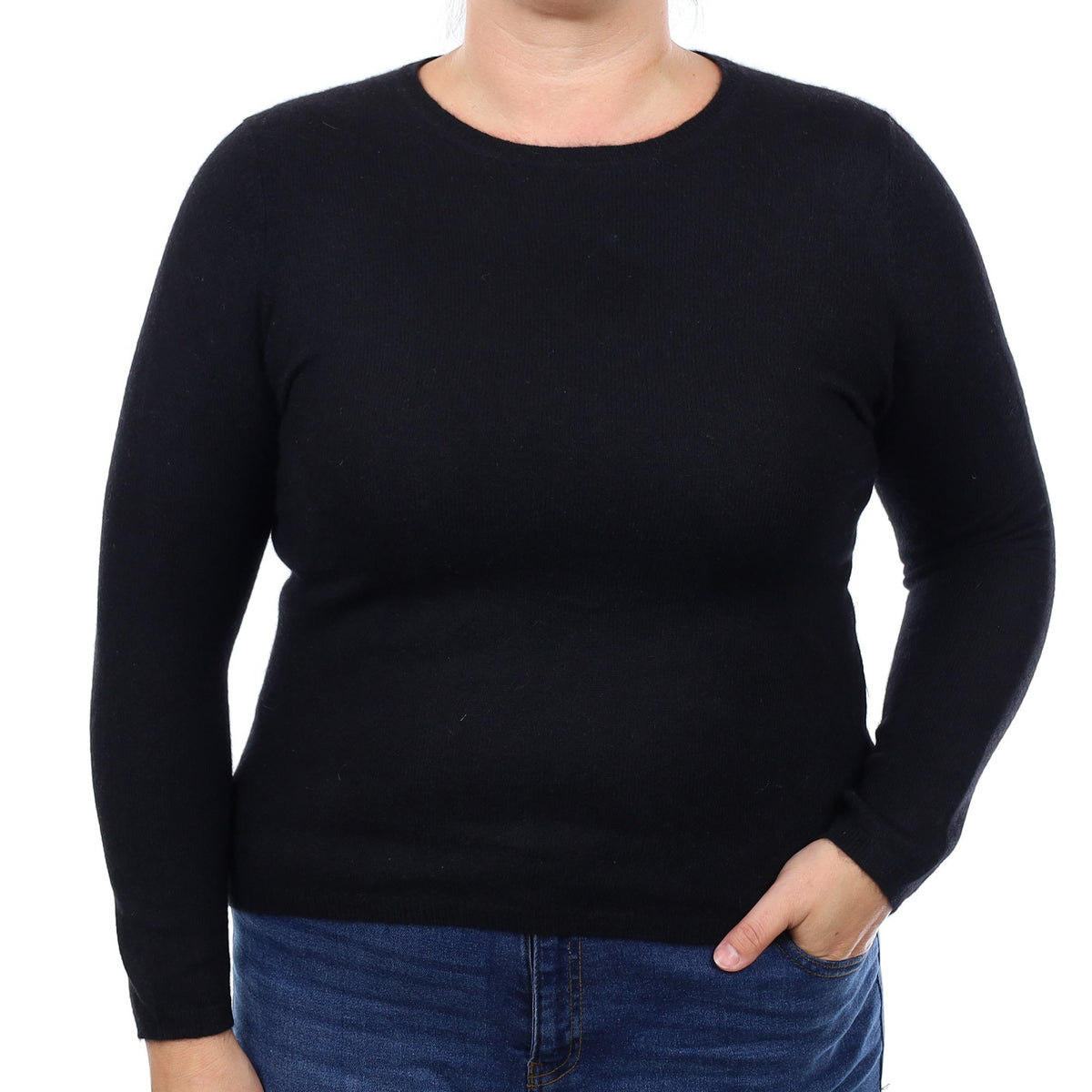 Black Cashmere Crew Neck Jumper Large