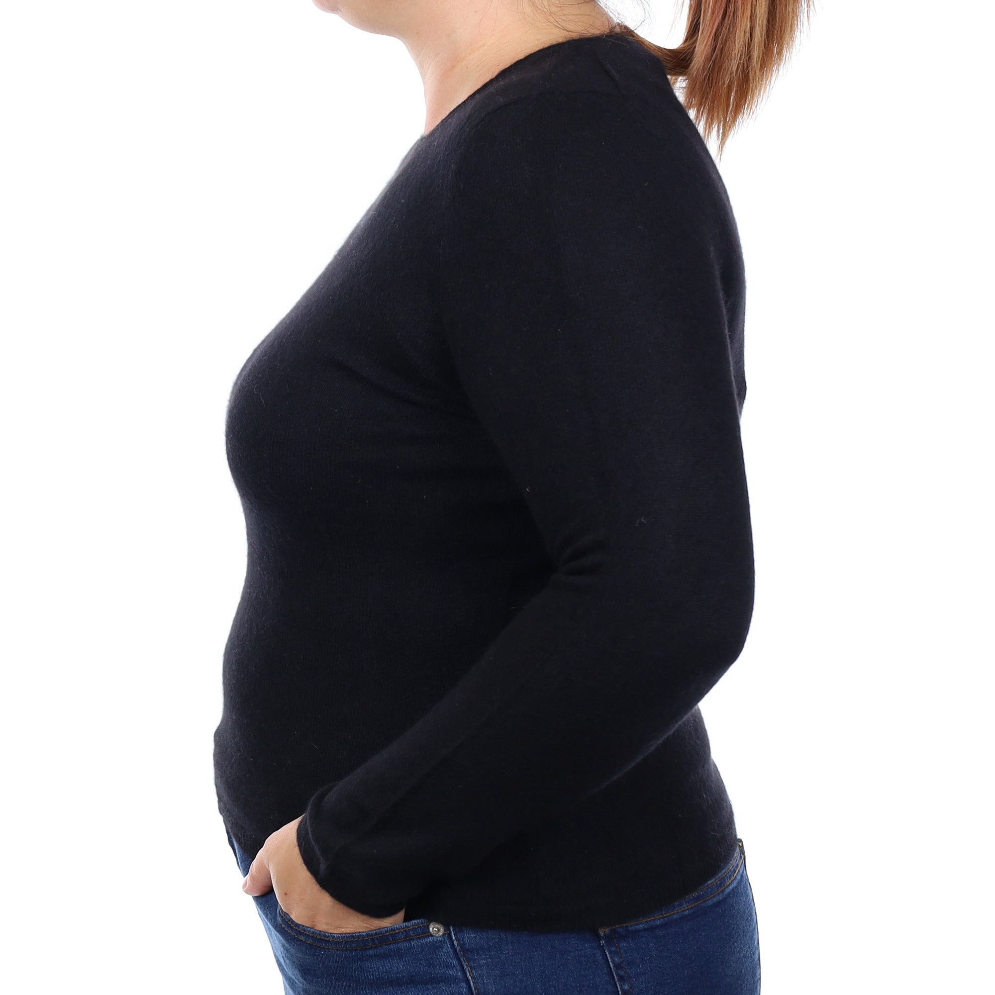 Black Cashmere Crew Neck Jumper Large