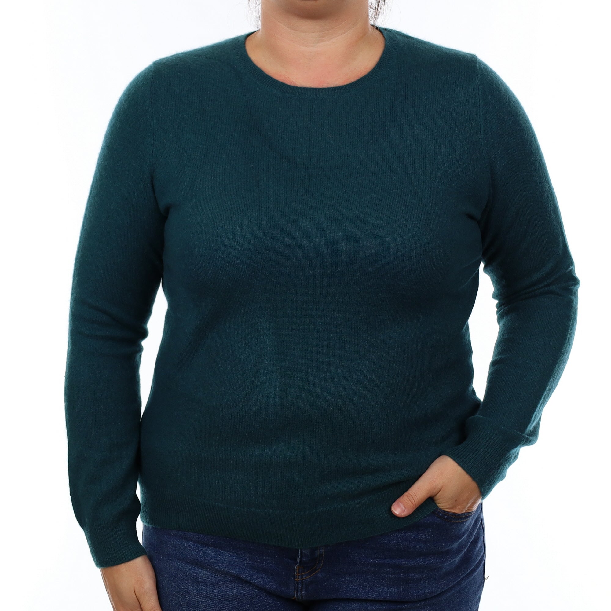 Forest Green Cashmere Crew Neck Jumper Large