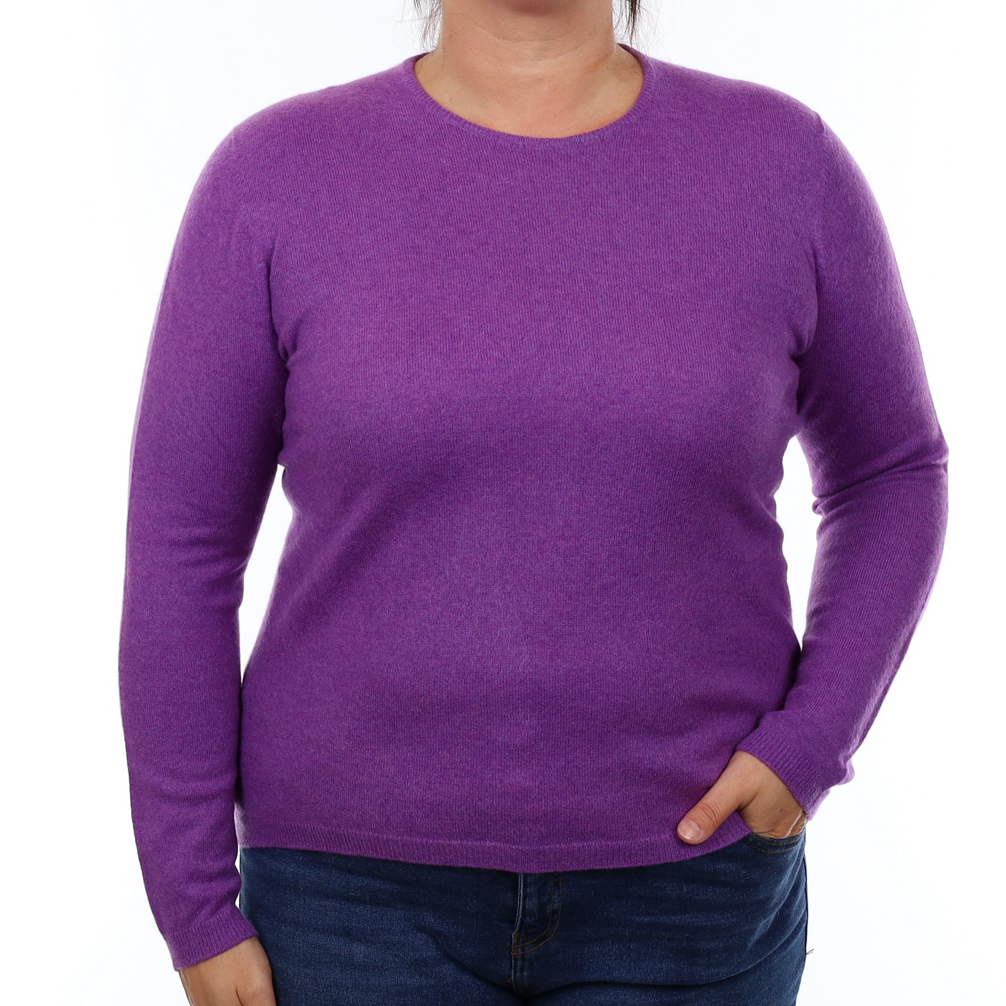 Scottish Hyacinth Purple Cashmere Crew Neck Jumper Large
