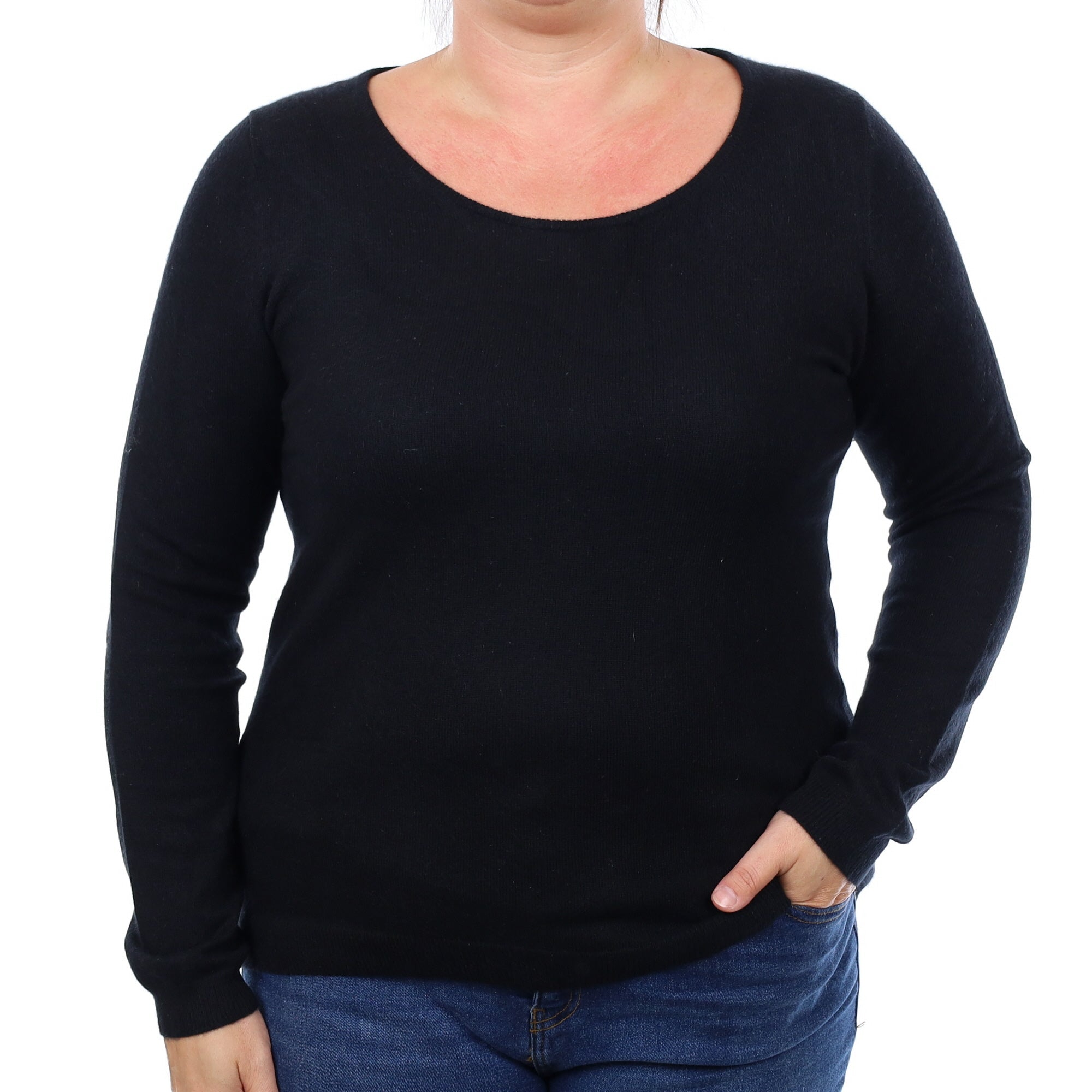 Black Cashmere Scoop Neck Jumper Large