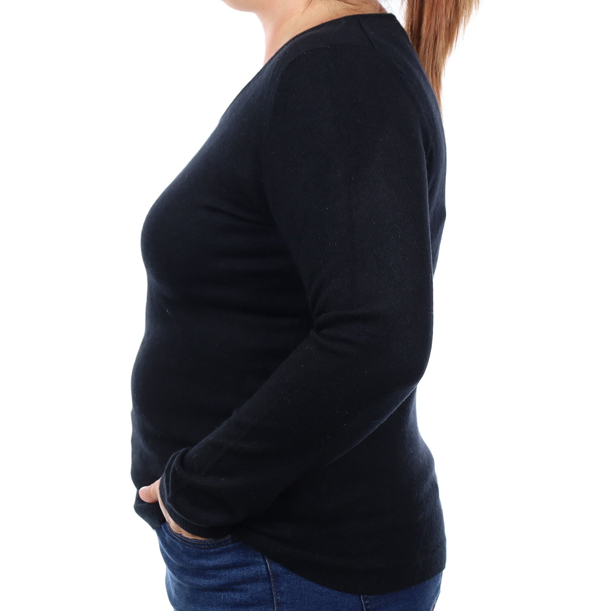 Black Cashmere Scoop Neck Jumper Large