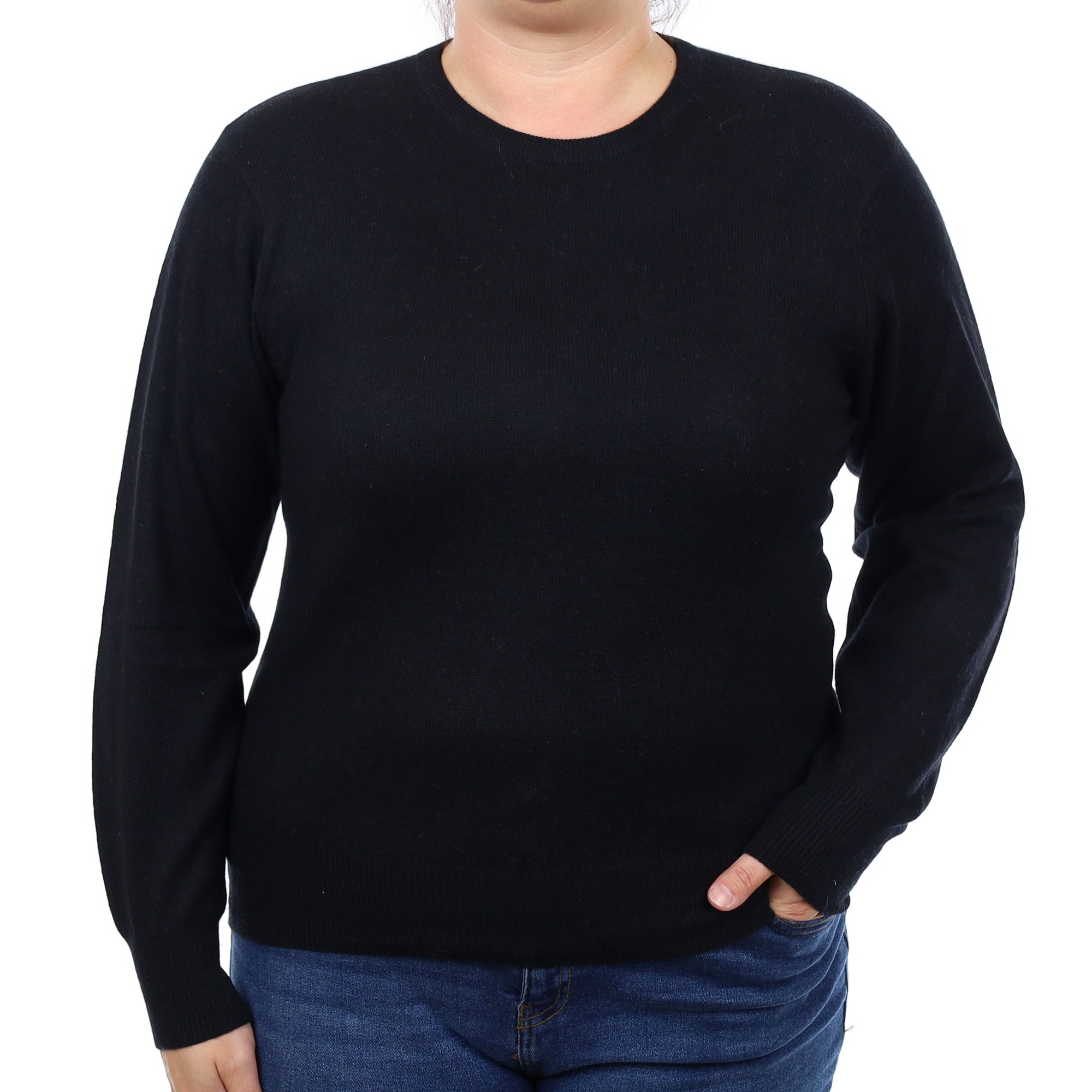Black Cashmere Crew Neck Jumper Large