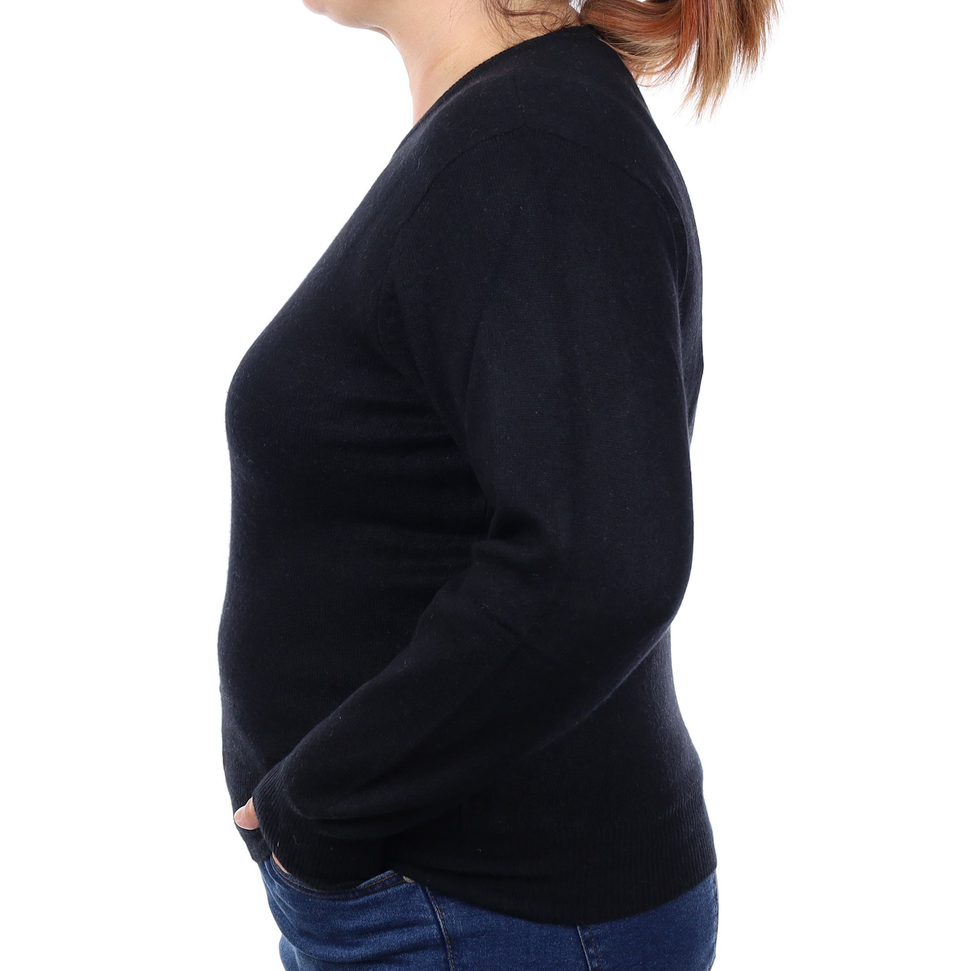 Black Cashmere Crew Neck Jumper Large