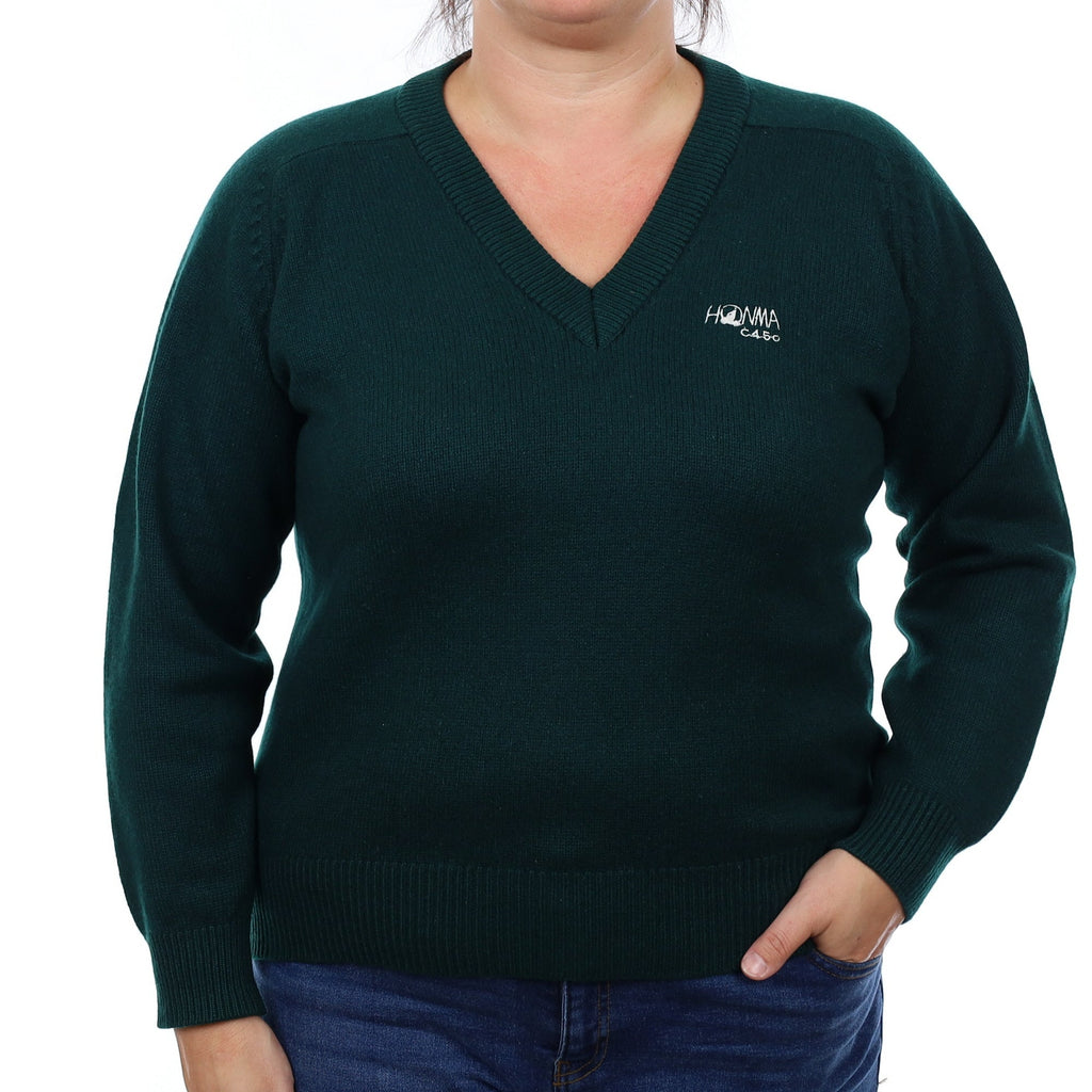 Bottle Green Heavy Knit Cashmere V Neck Jumper Large