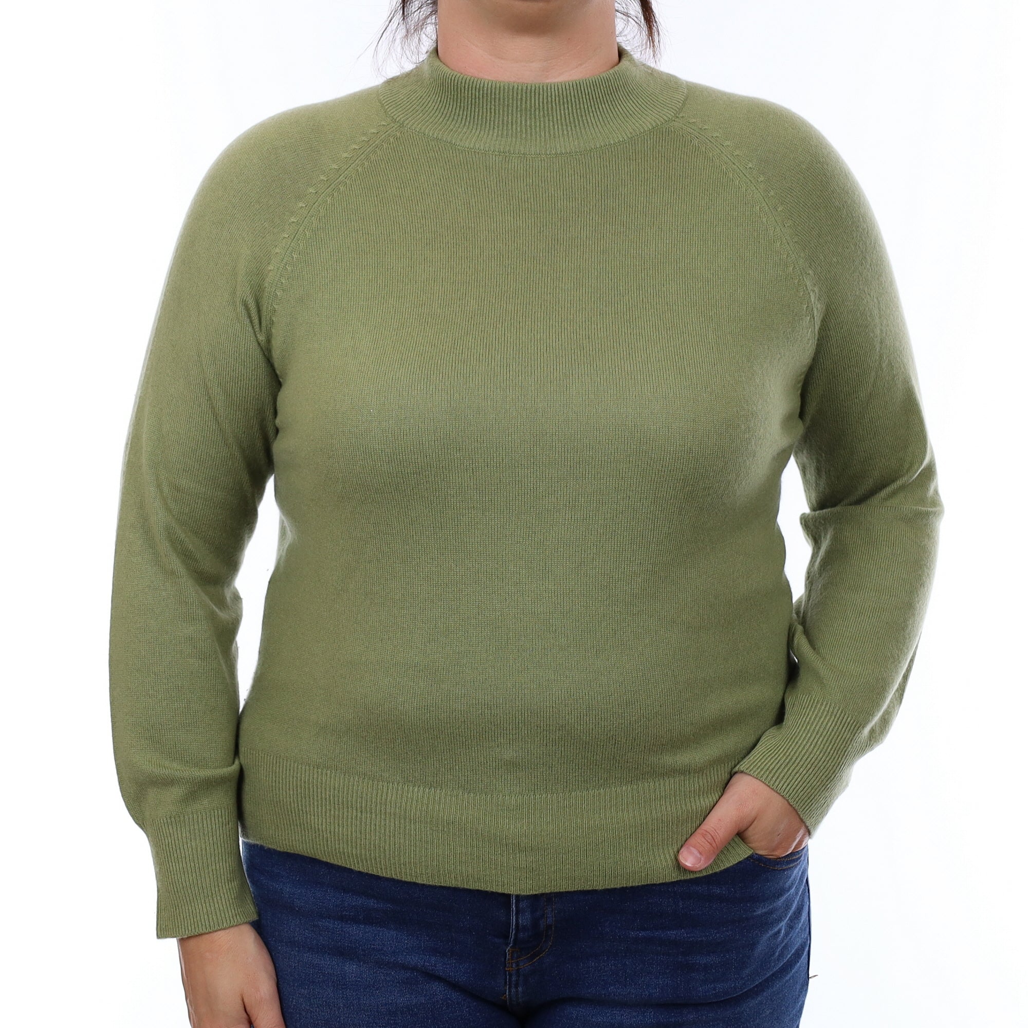Moss Green Cashmere Turtleneck Jumper Large