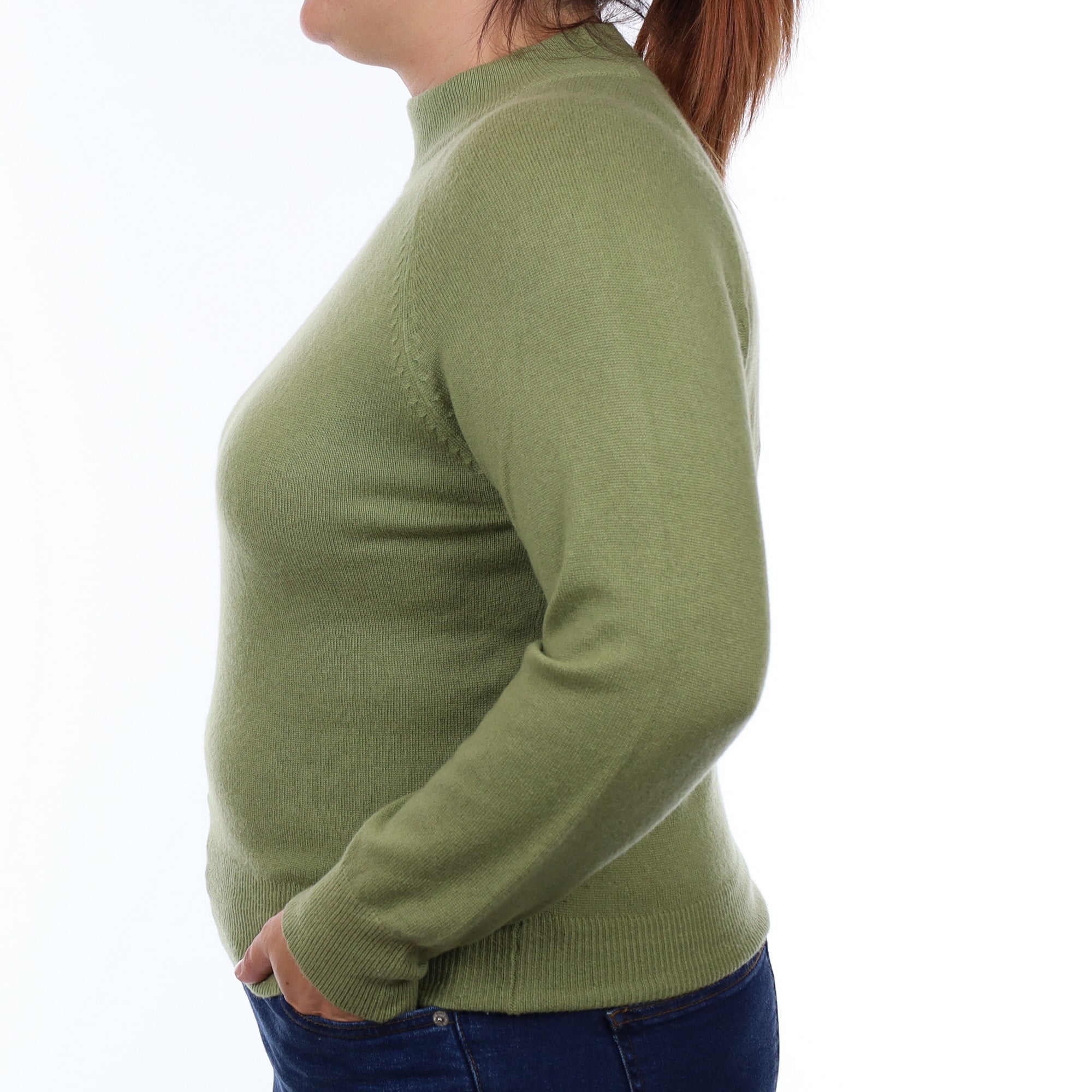 Moss Green Cashmere Turtleneck Jumper Large