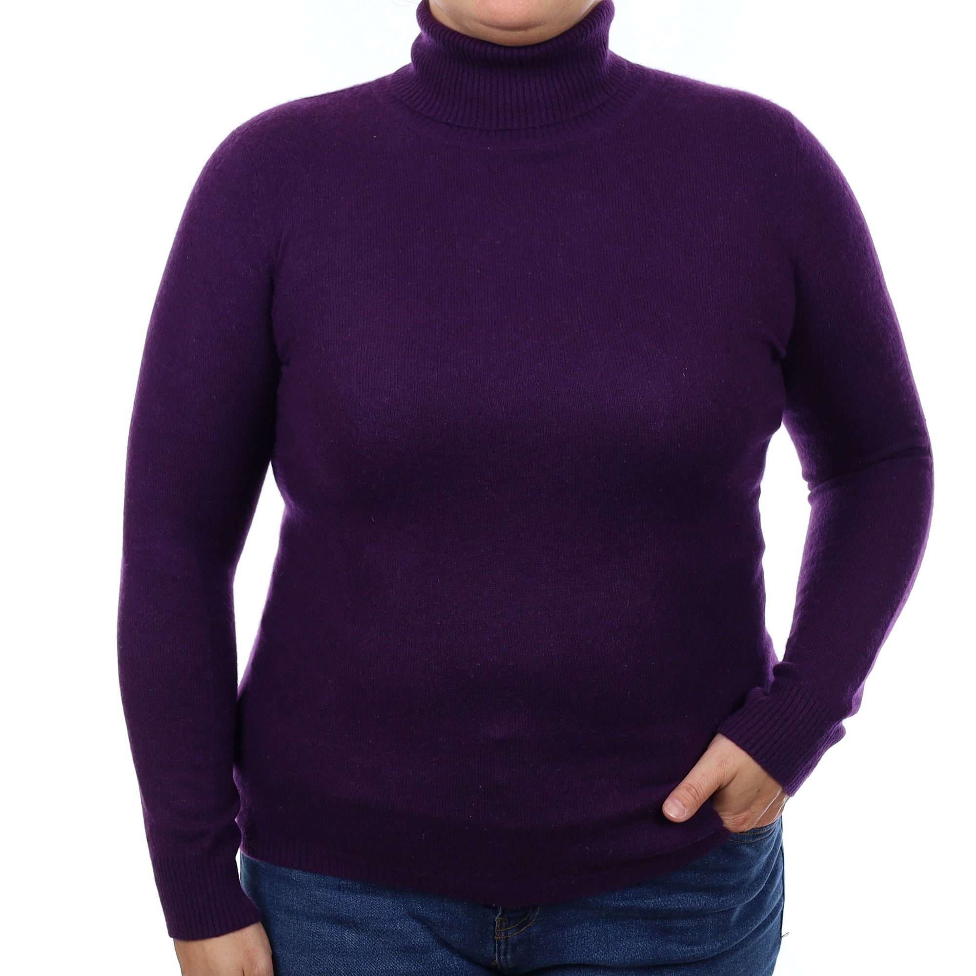Iris Purple Cashmere Polo Neck Jumper Large