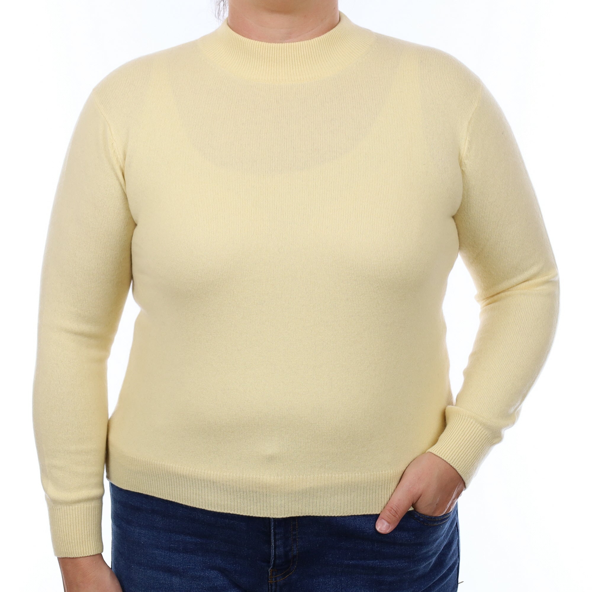 Pale Lemon Cashmere Turtle Neck Jumper Large
