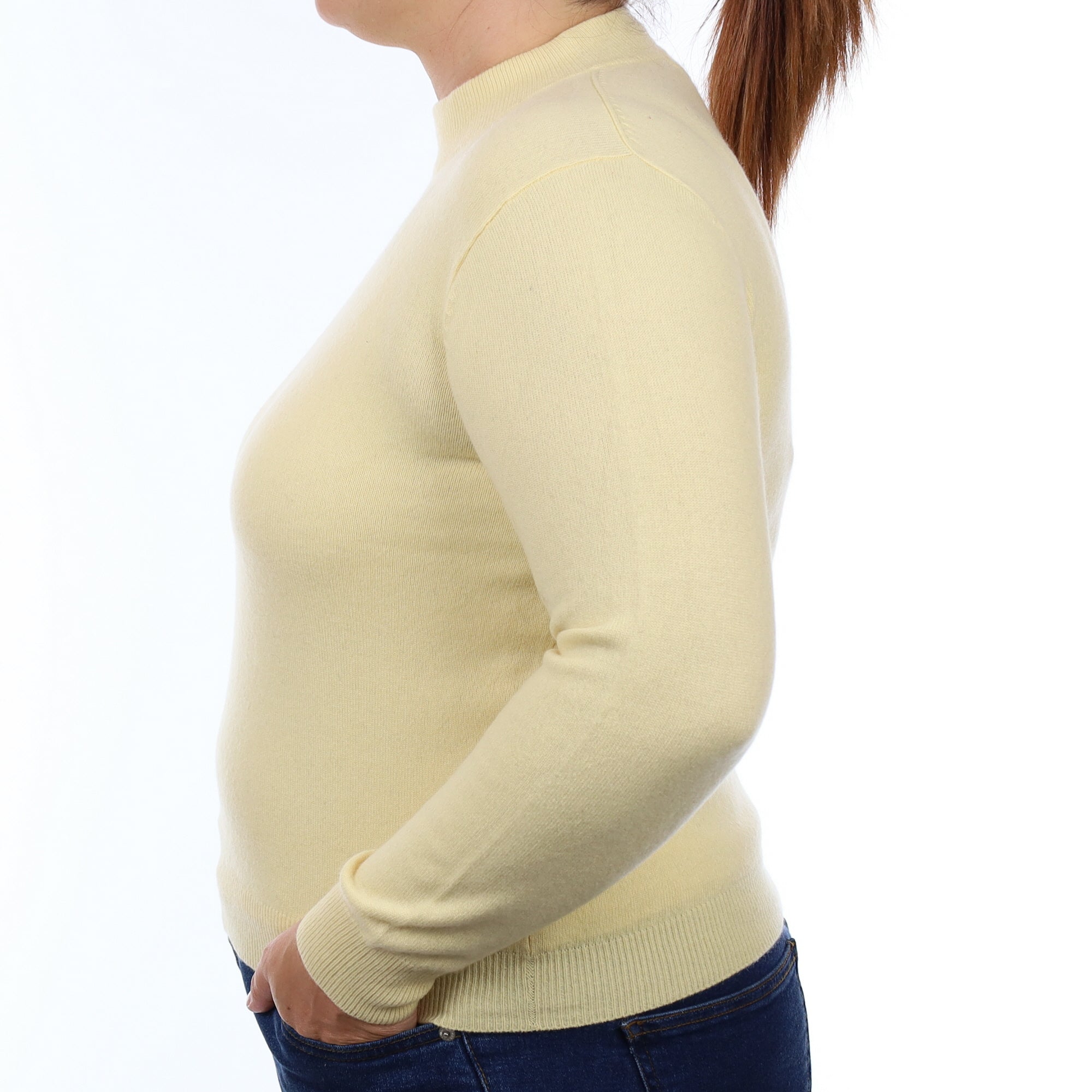 Pale Lemon Cashmere Turtle Neck Jumper Large