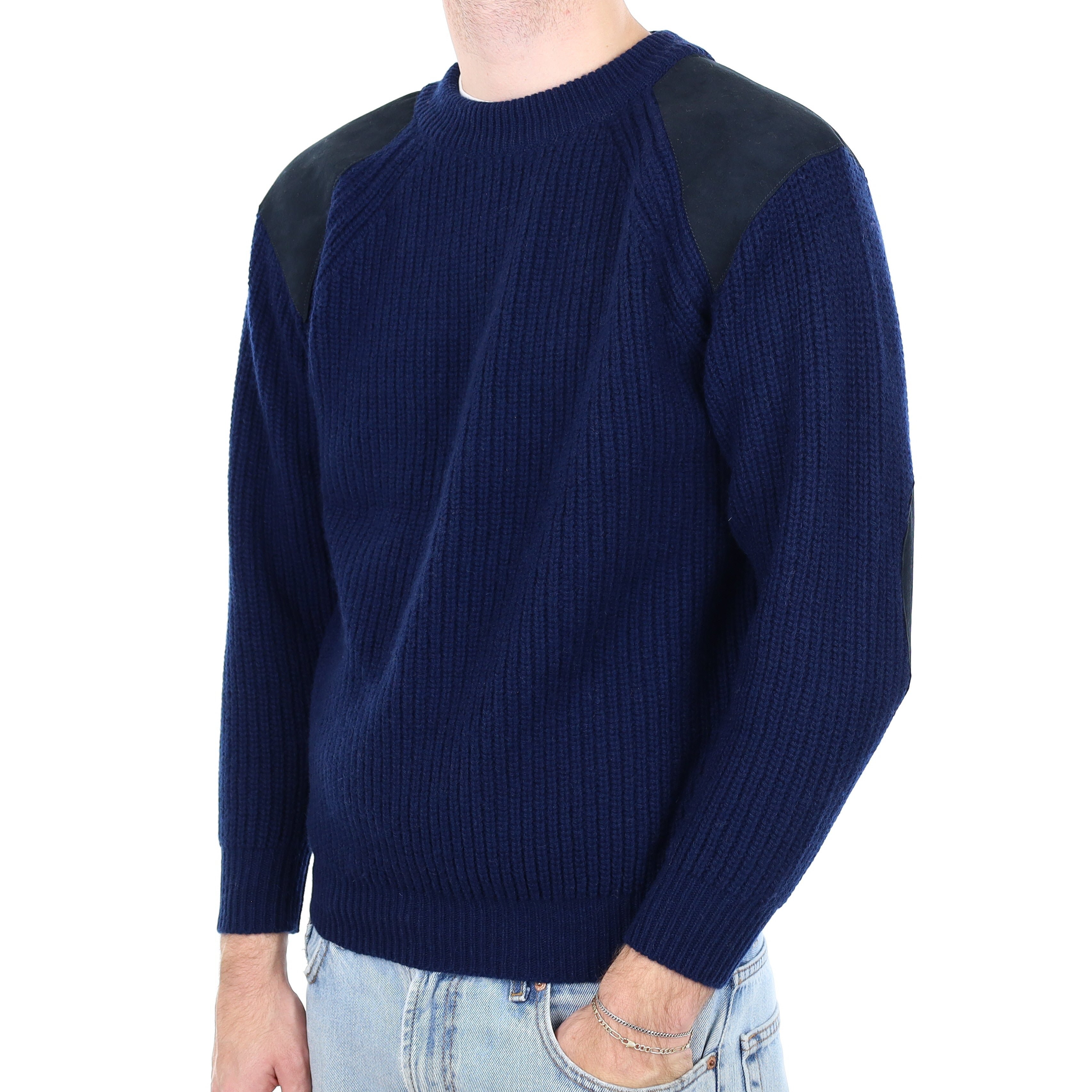 Men's Brand New Scottish Navy Fisherman’s Style Cashmere Crew Neck Jumper Medium