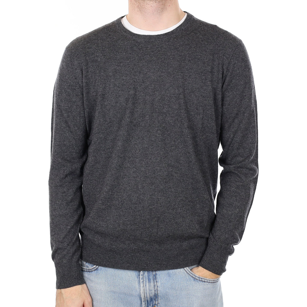 Men's Slate Grey Cashmere Crew Neck Jumper Large