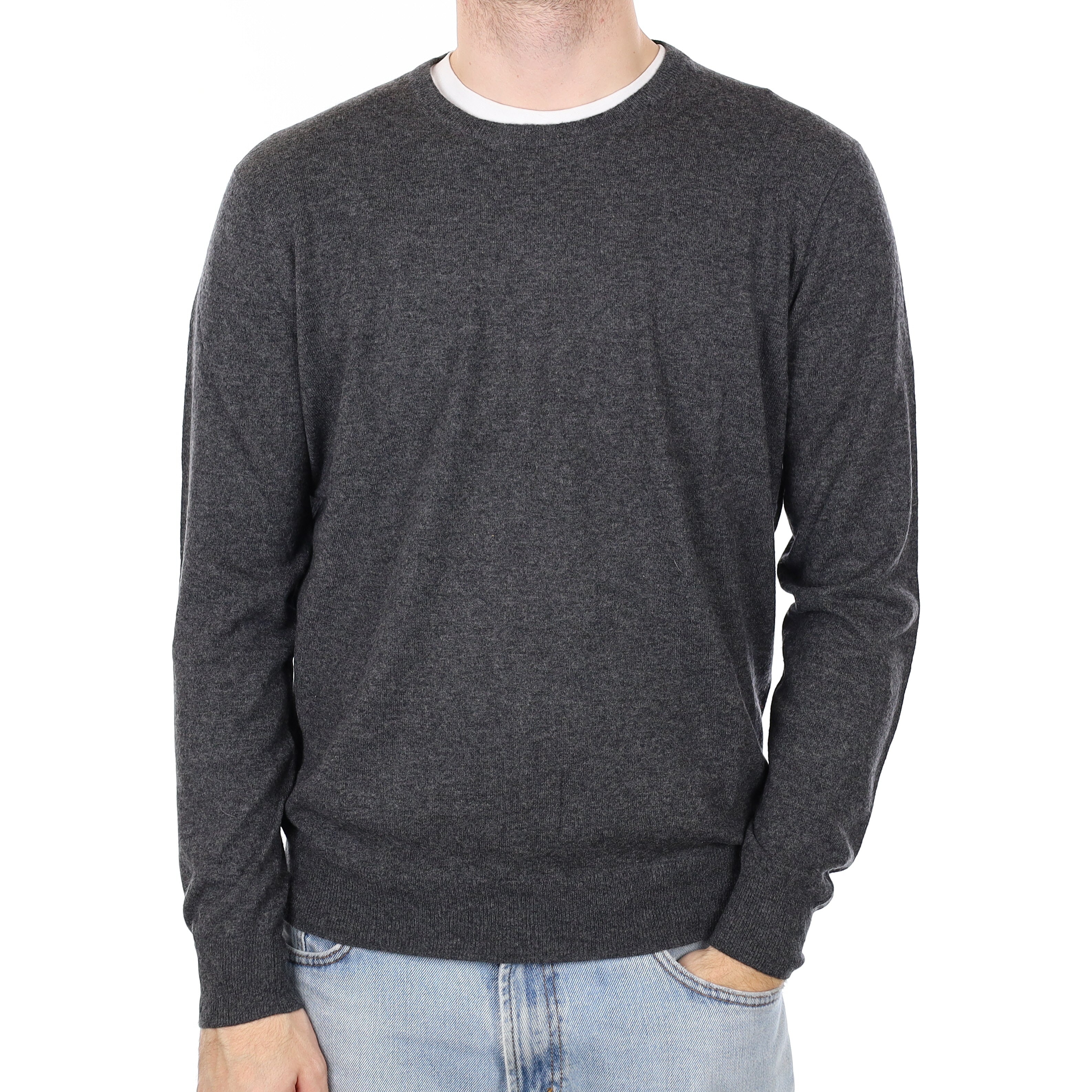 Men's Slate Grey Cashmere Crew Neck Jumper Large
