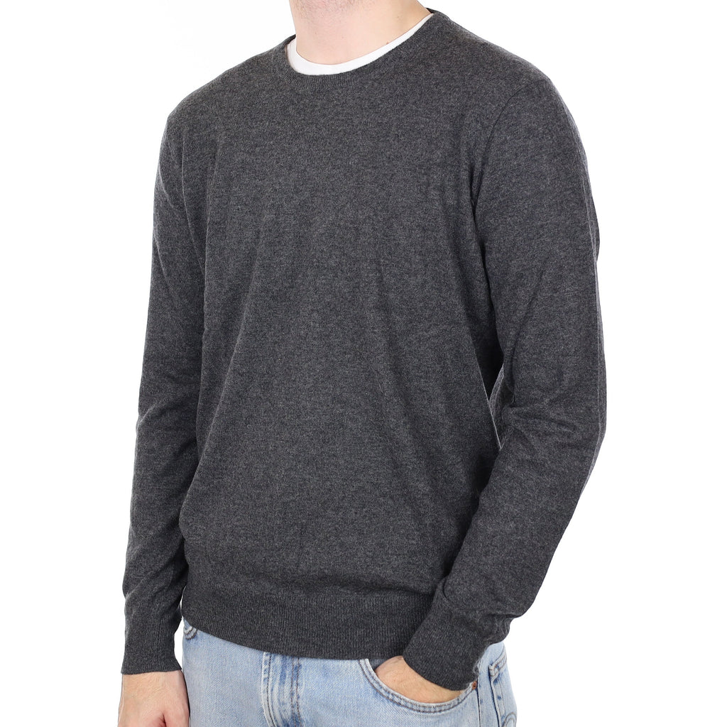 Men's Slate Grey Cashmere Crew Neck Jumper Large