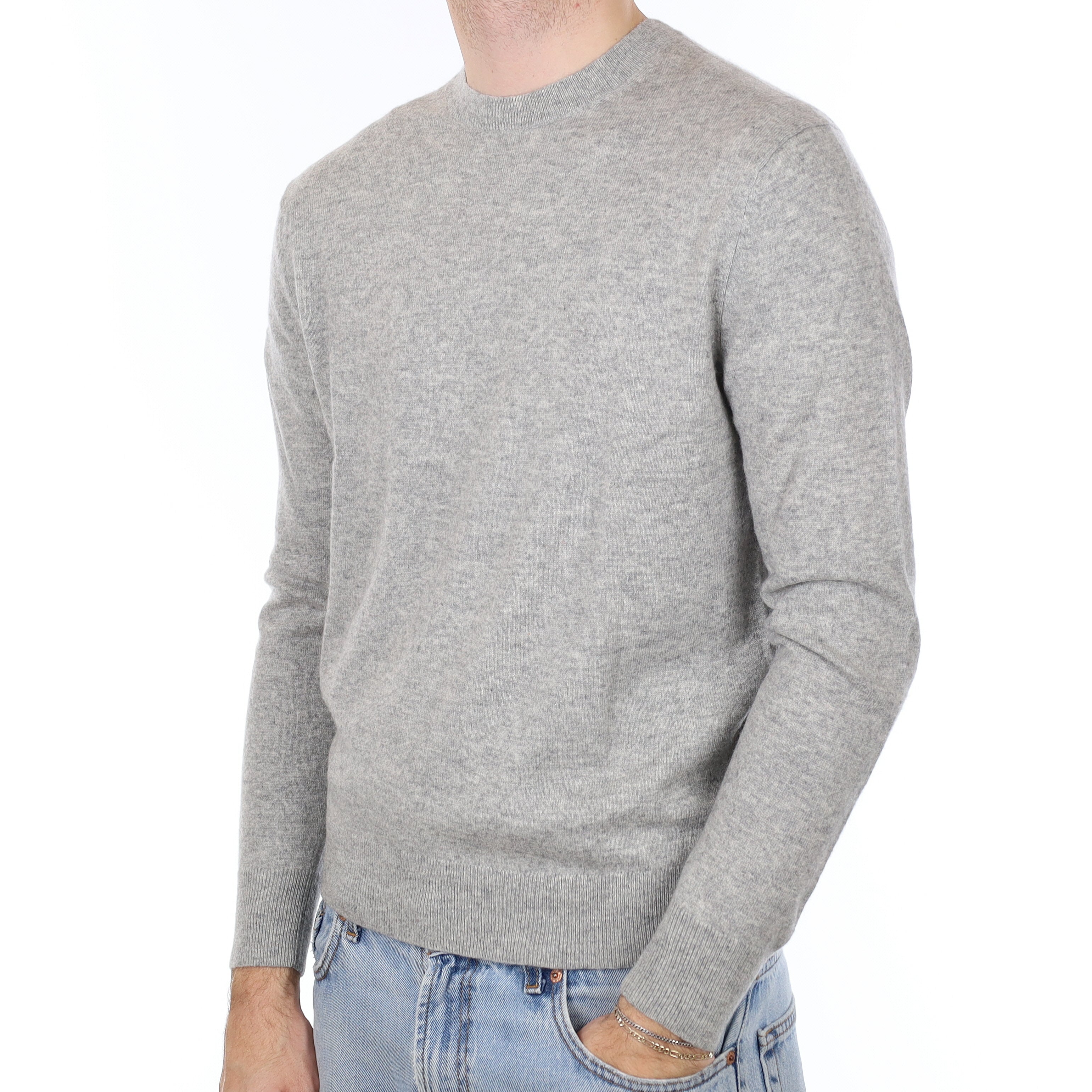 Men's Smoke Grey Cashmere Crew Neck Jumper Medium