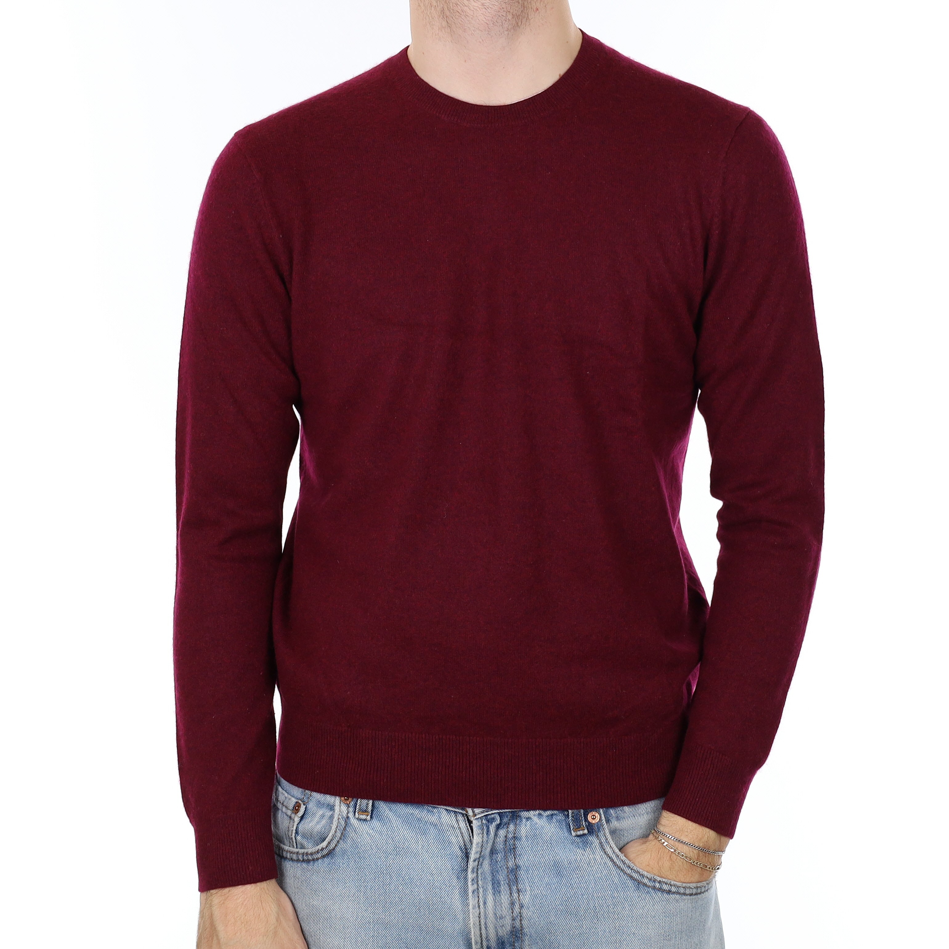 Men's Mulberry Purple Cashmere Crew Neck Jumper Medium