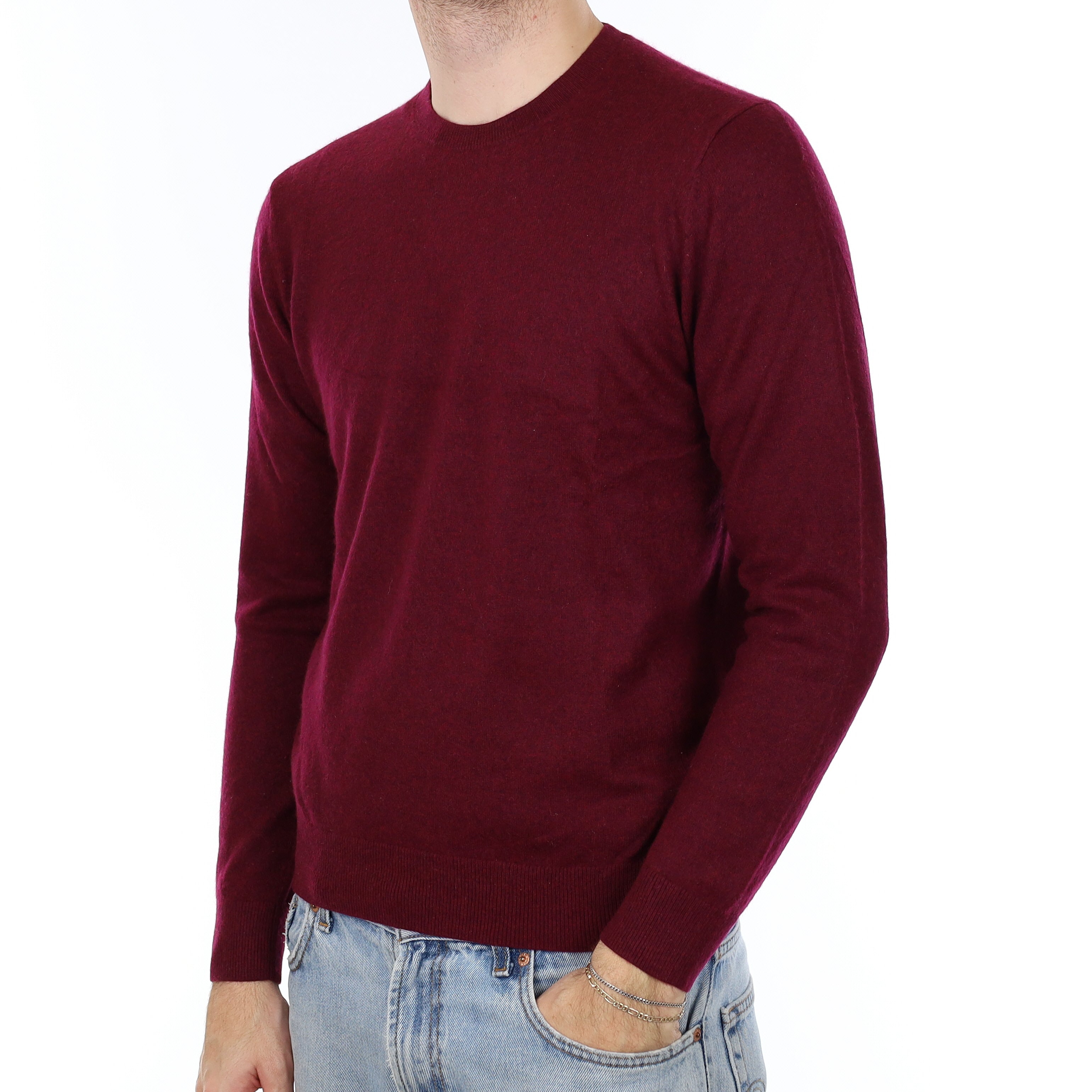 Men's Mulberry Purple Cashmere Crew Neck Jumper Medium