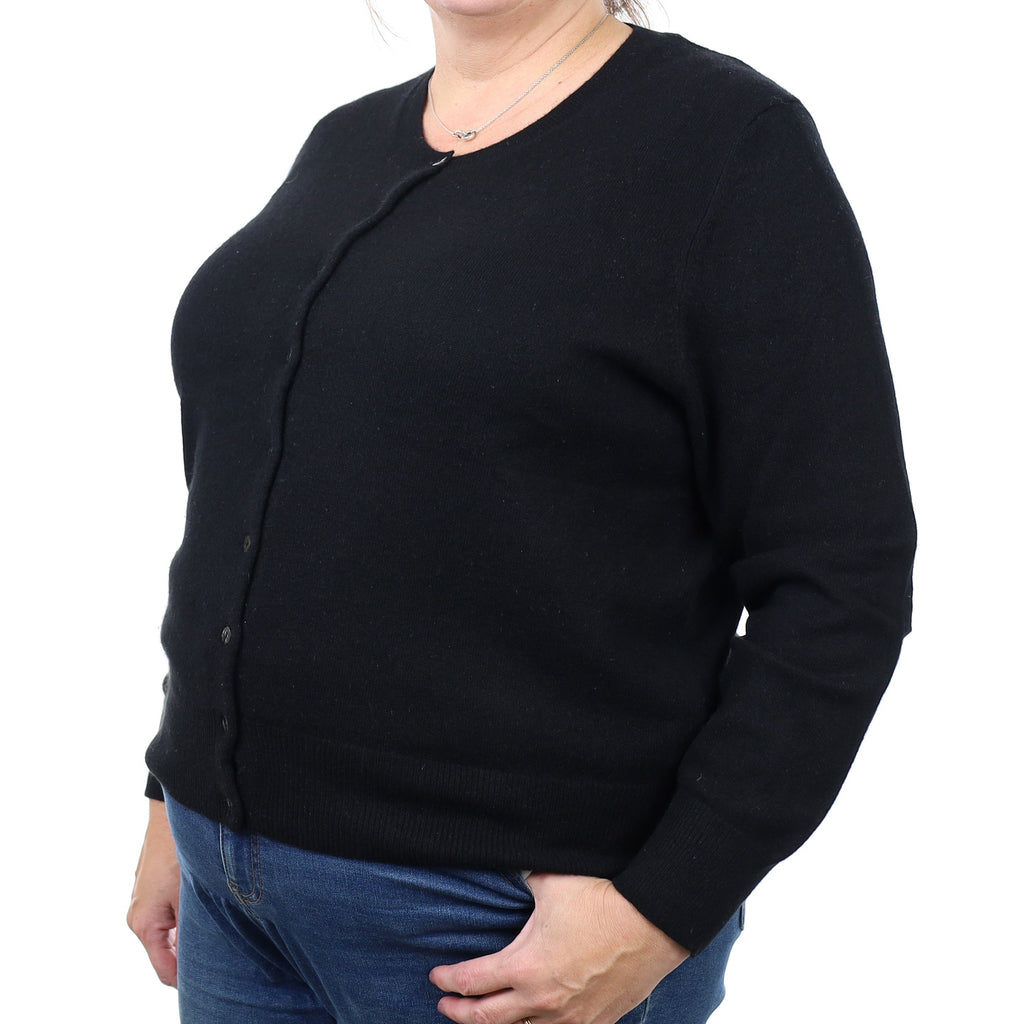 Black Cashmere Crew Neck Cardigan Extra Large