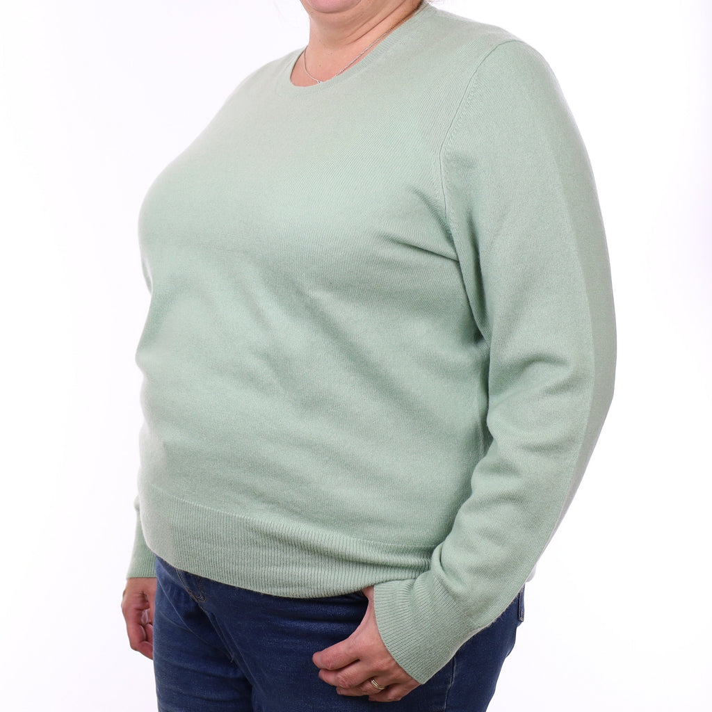Hazy Green Cashmere Crew Neck Jumper Extra Extra Large