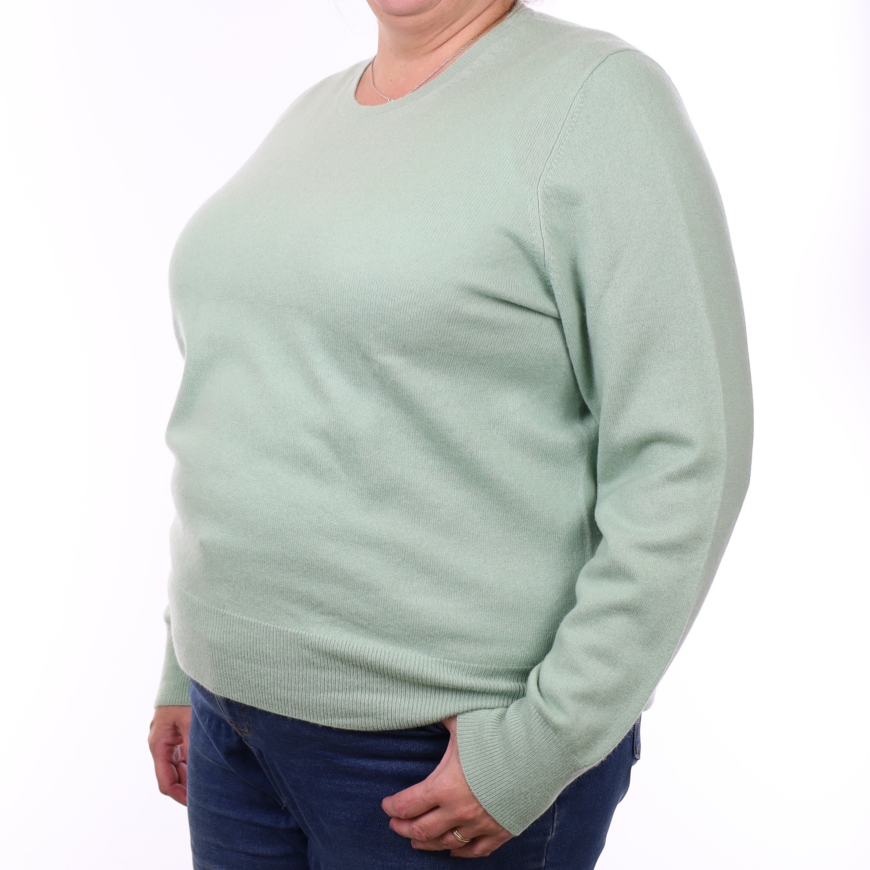 Hazy Green Cashmere Crew Neck Jumper Extra Extra Large