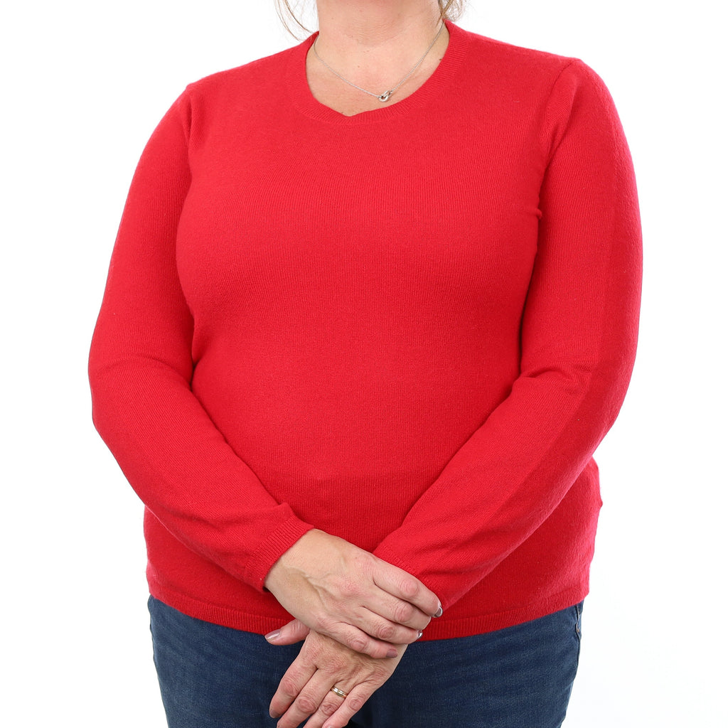 Berry Red Cashmere Crew Neck Jumper Extra Large
