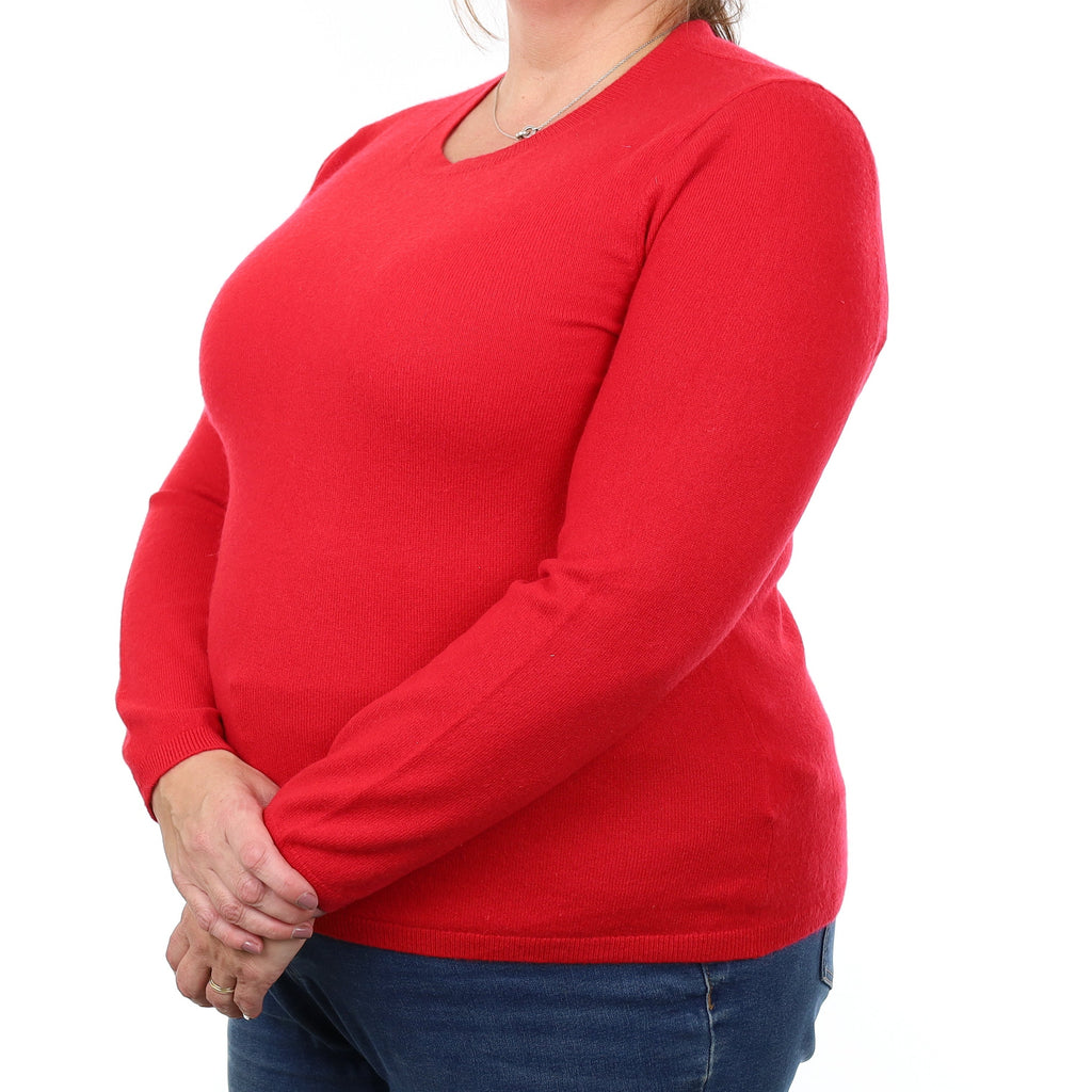 Berry Red Cashmere Crew Neck Jumper Extra Large