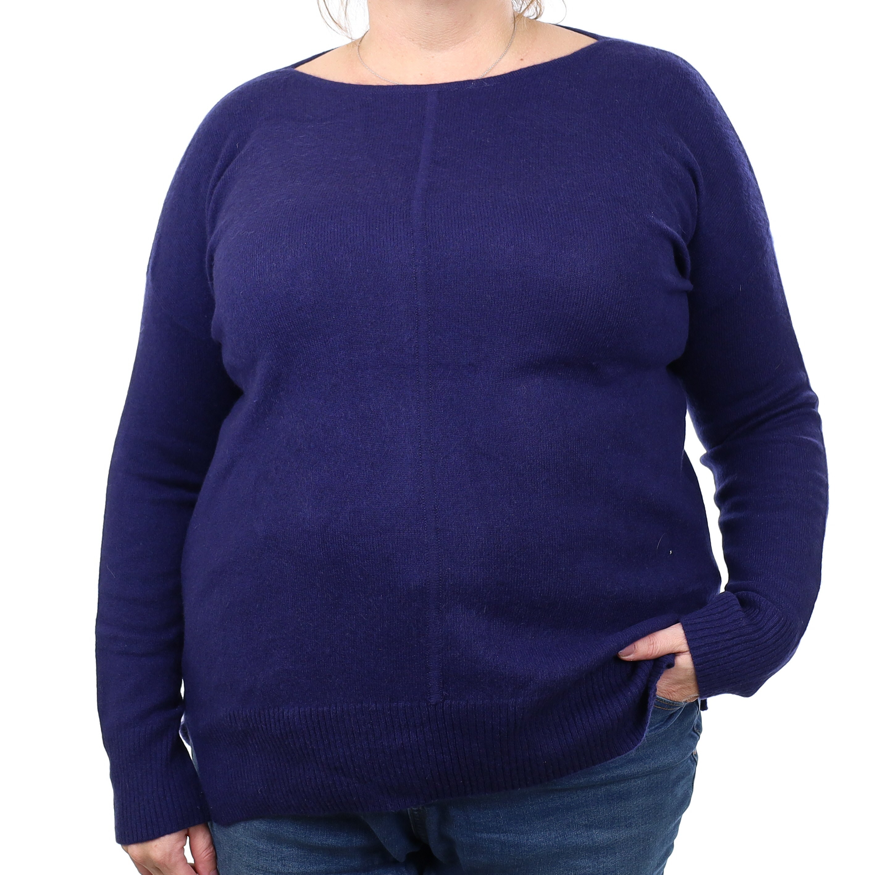 Shadow Purple Cashmere Boat Neck Jumper Extra Large