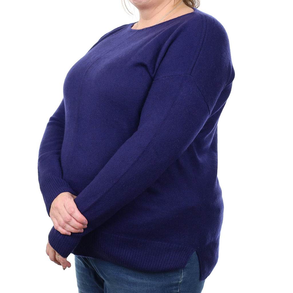 Shadow Purple Cashmere Boat Neck Jumper Extra Large