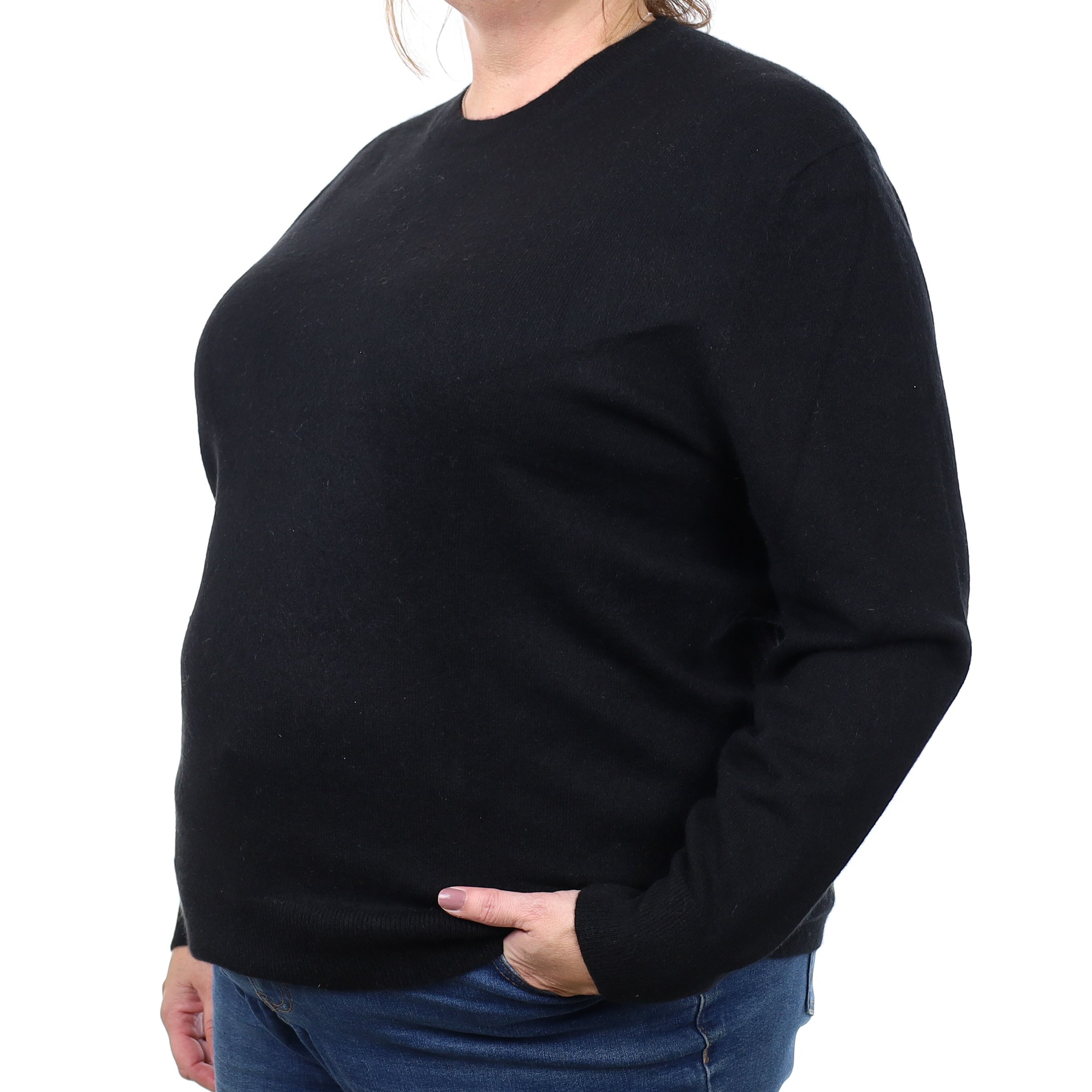 Black Cashmere Crew Neck Jumper 3XL
