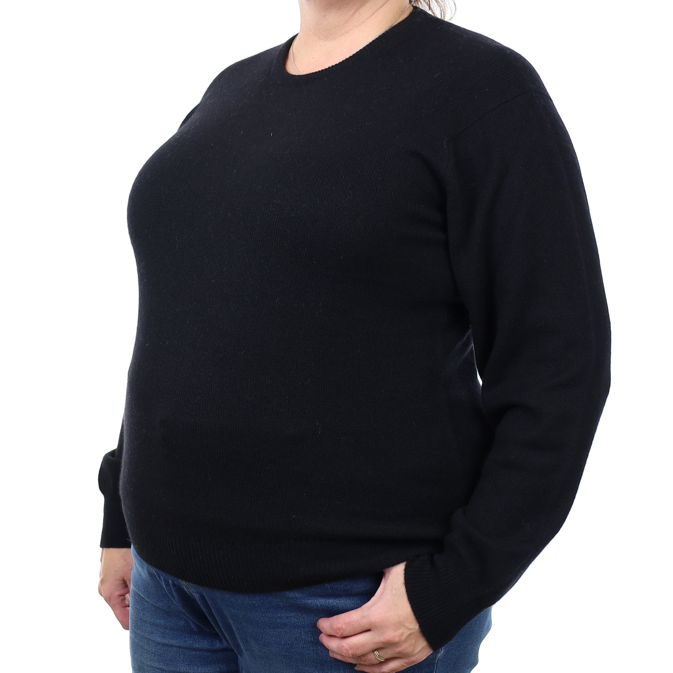 Brand New Scottish Black Cashmere Crew Neck Jumper Extra Large