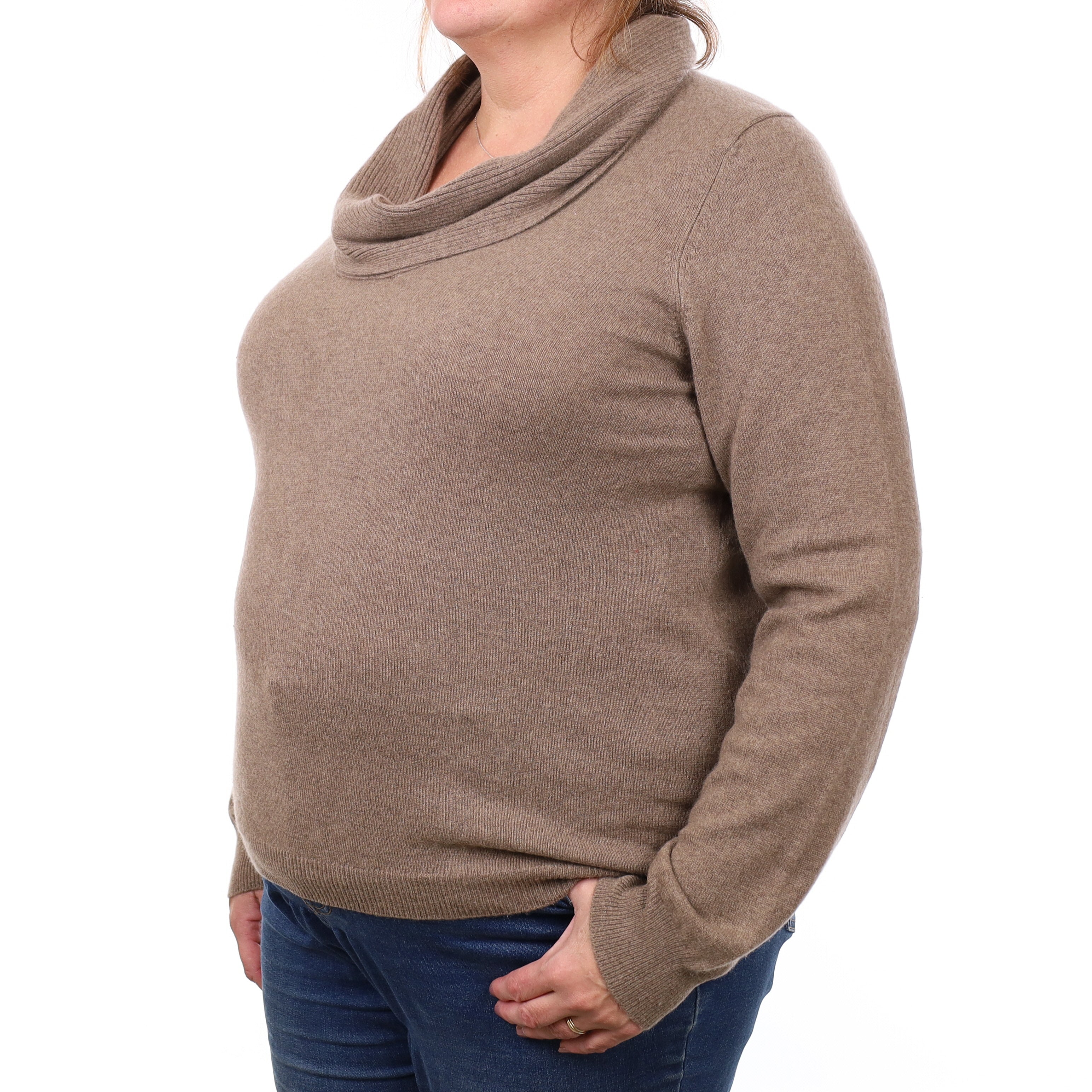 Mocha Brown Cashmere Cowl Neck Jumper Extra Large