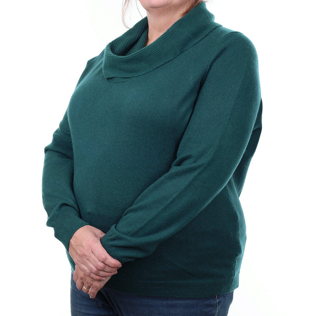 Forest Green Cashmere Cowl Neck Jumper Extra Extra Large