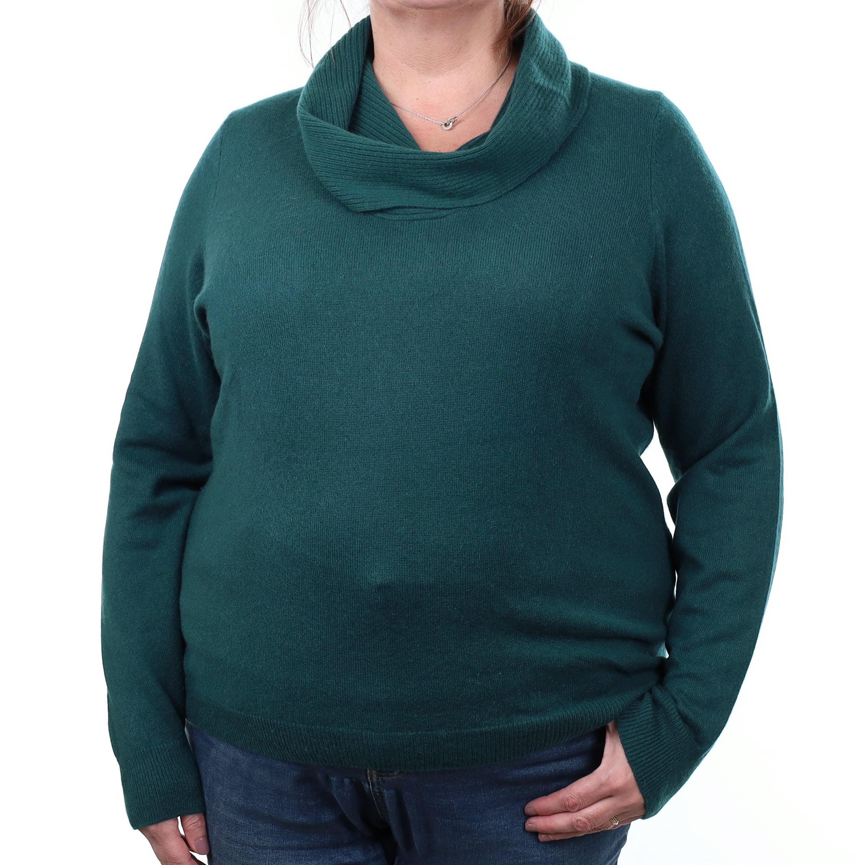 Forest Green Cashmere Cowl Neck Jumper Extra Extra Large