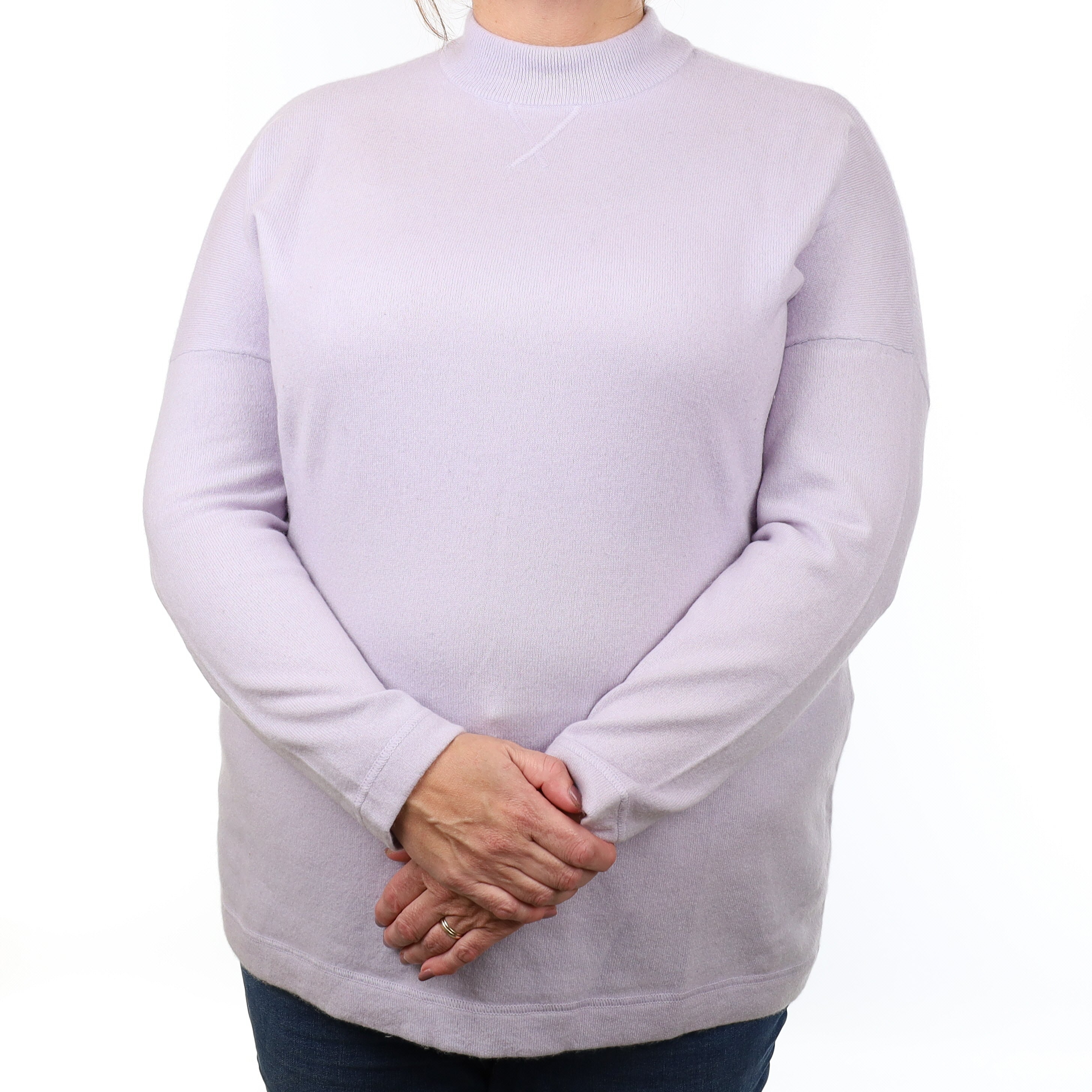 Pale Purple Cashmere Longline Turtle Neck Jumper Extra Large