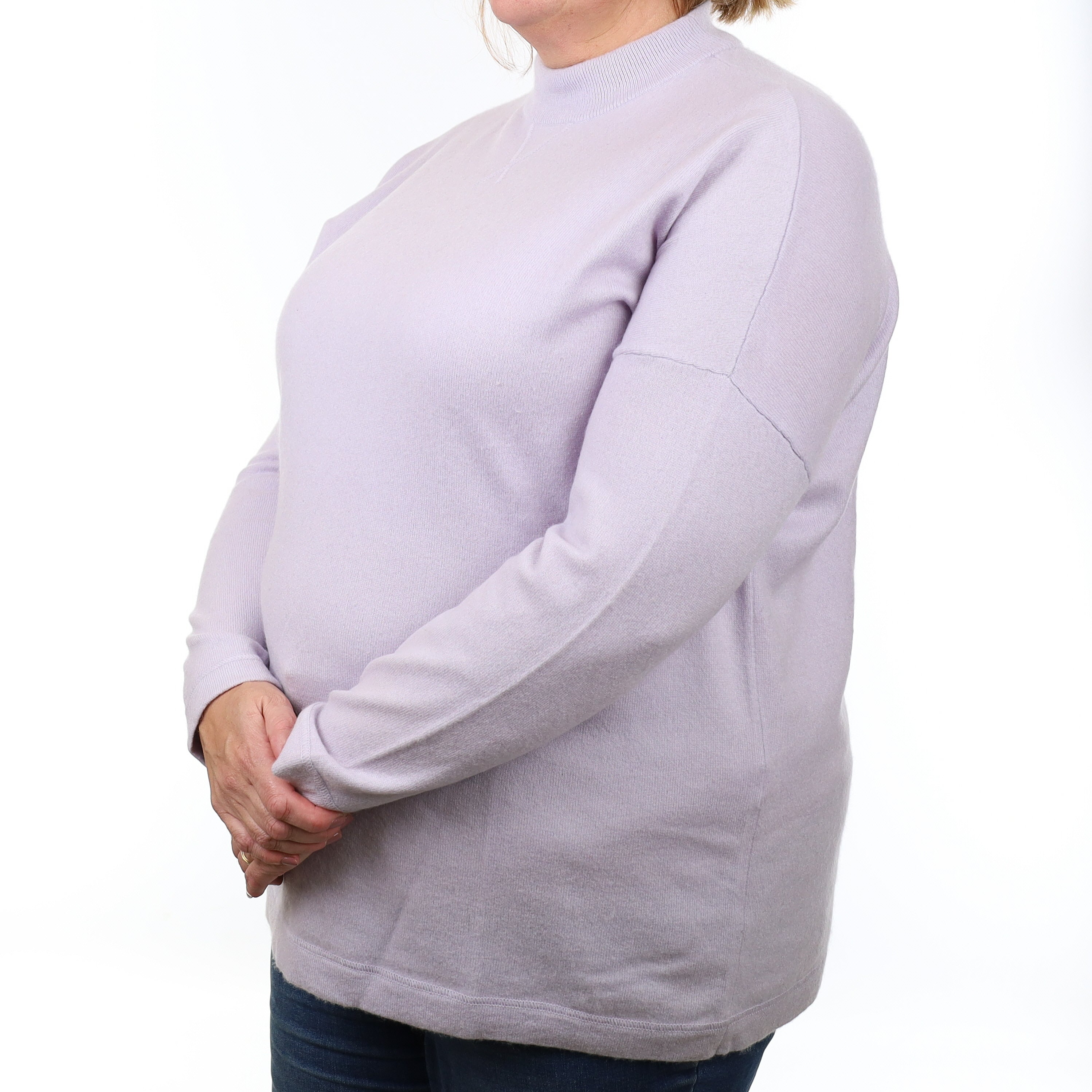 Pale Purple Cashmere Longline Turtle Neck Jumper Extra Large