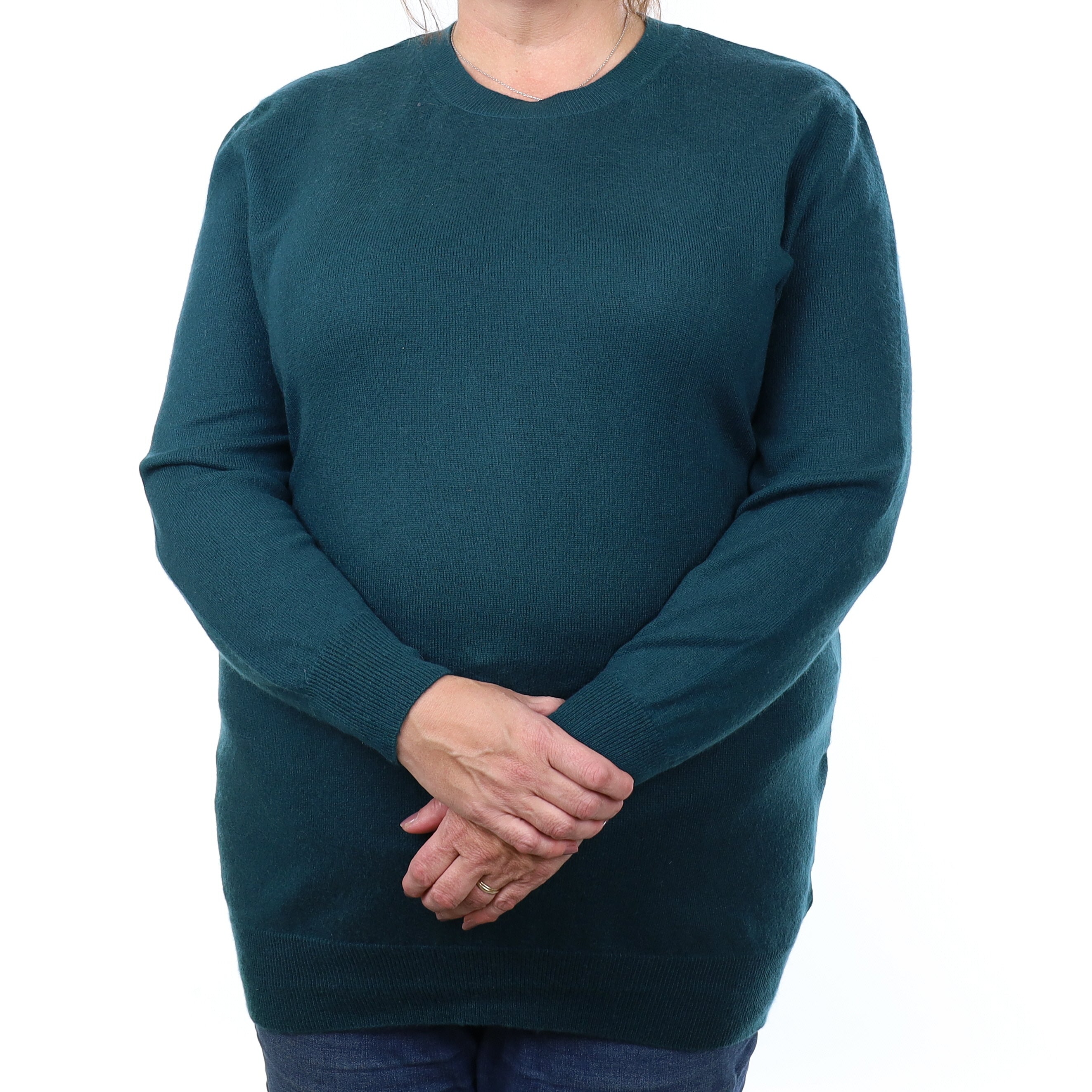Forest Green Cashmere Crew Neck Jumper with Belt Extra Large