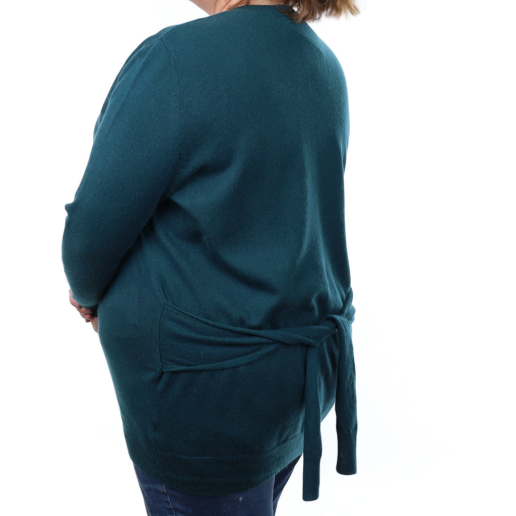 Forest Green Cashmere Crew Neck Jumper with Belt Extra Large