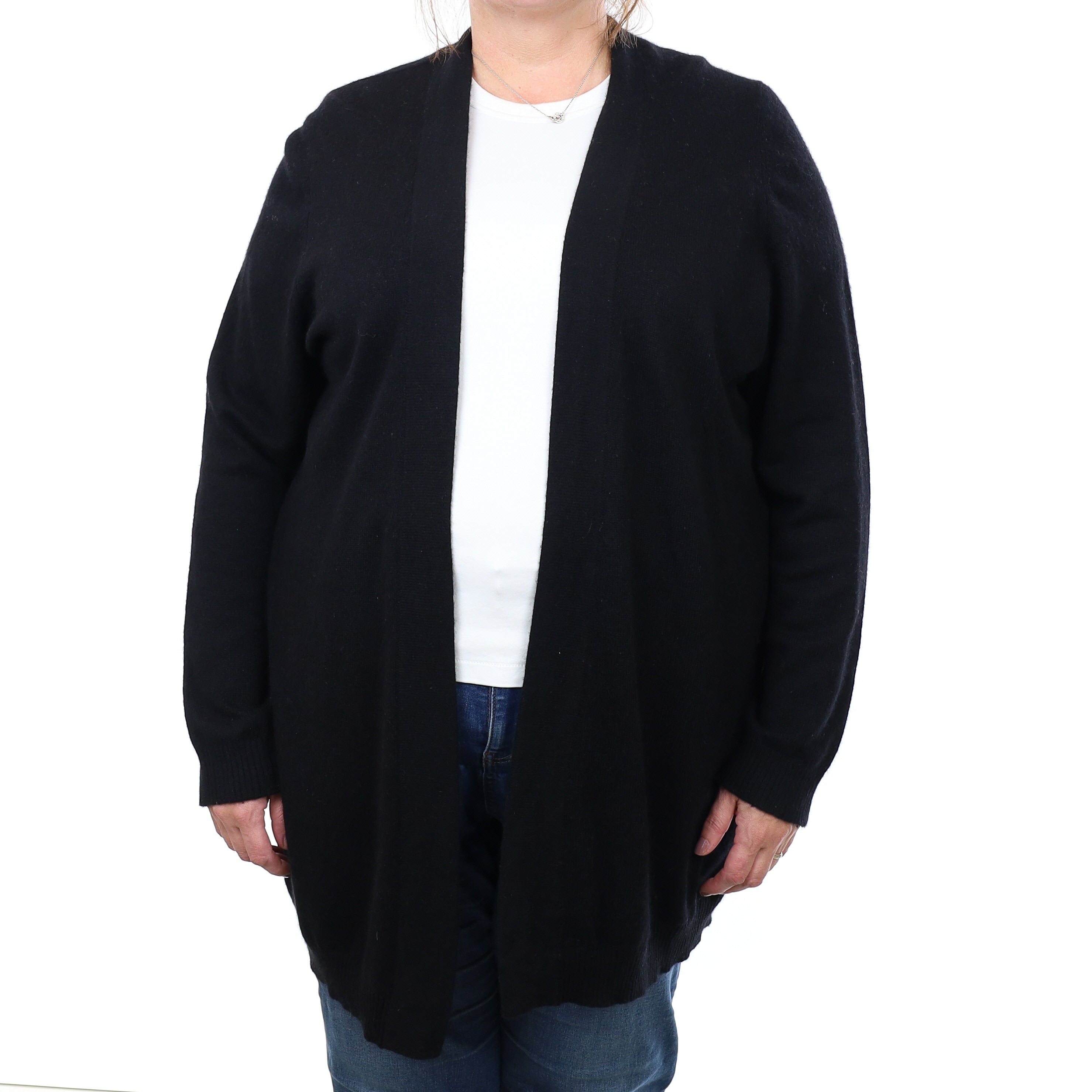 Black Cashmere Edge to Edge Cardigan 3XL