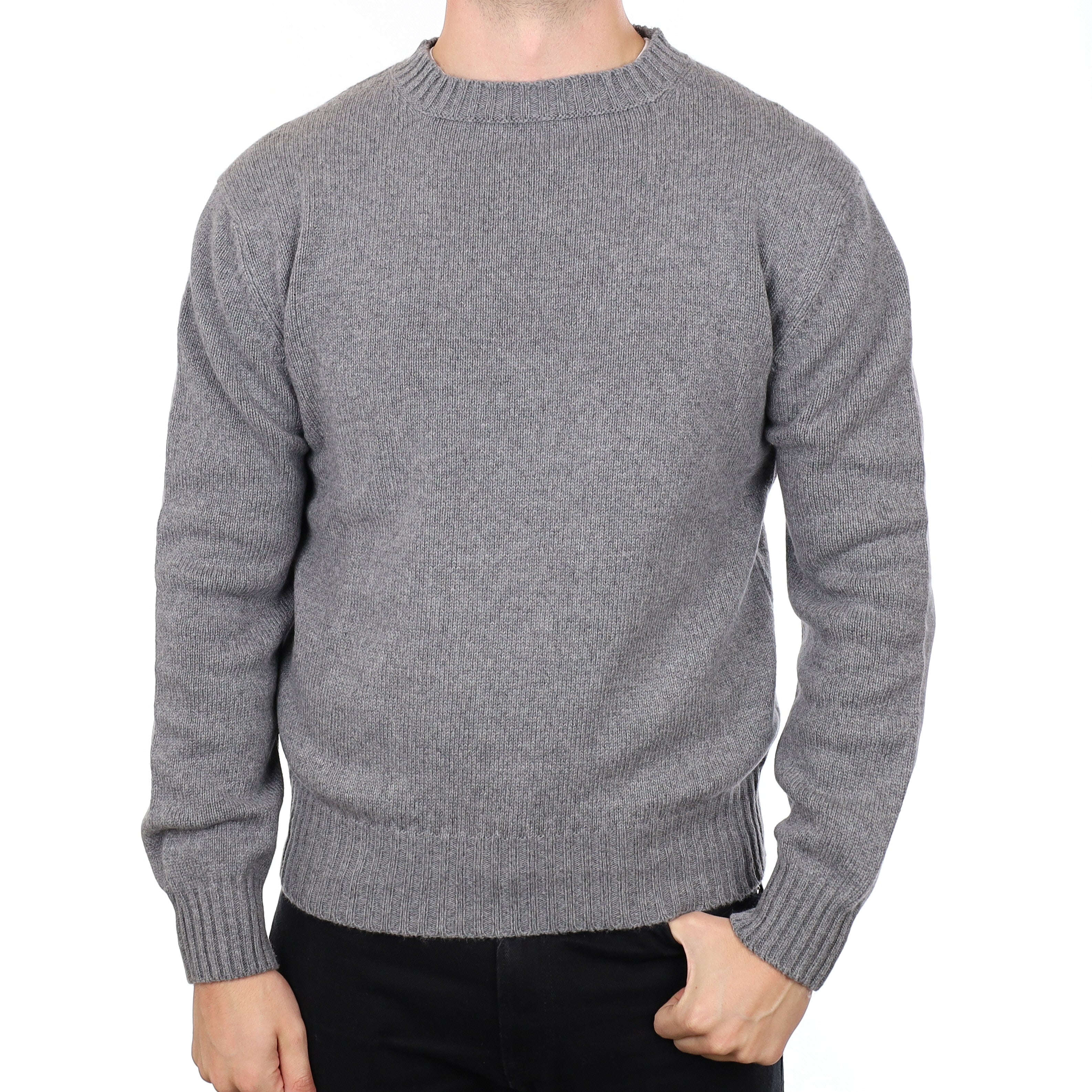 Men's Brand New Scottish Metal Grey Cashmere Crew Neck Jumper XL