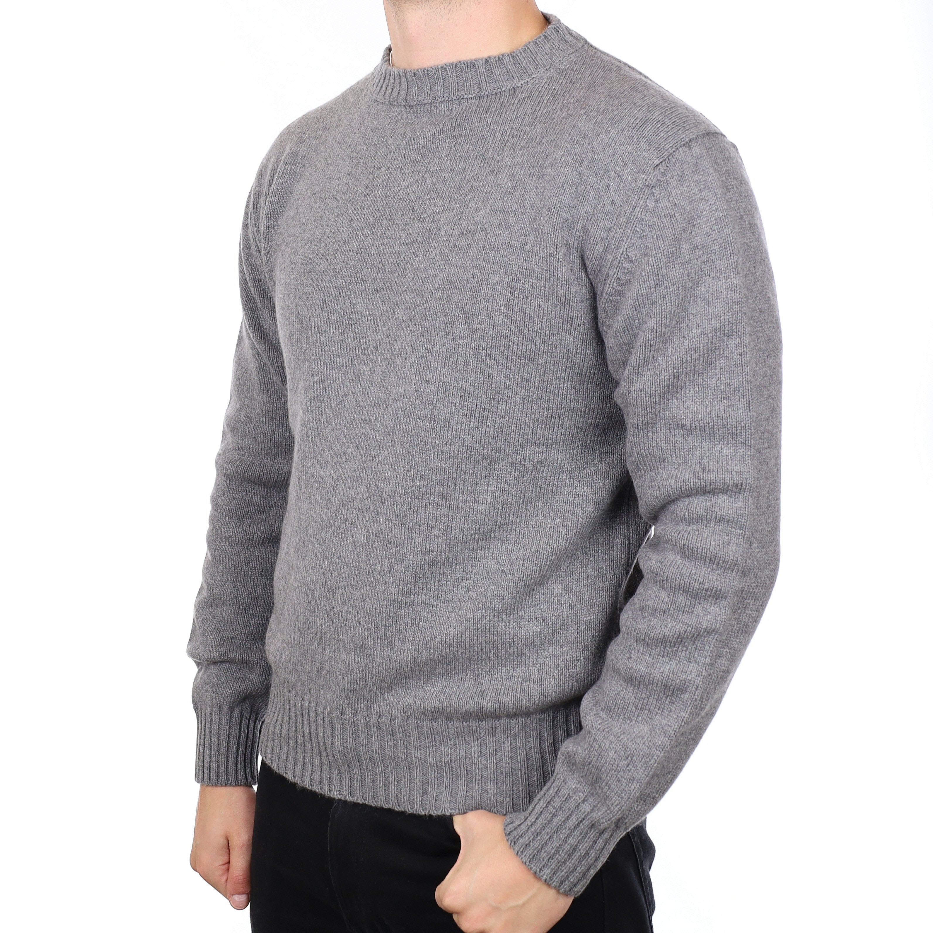 Men's Brand New Scottish Metal Grey Cashmere Crew Neck Jumper XL
