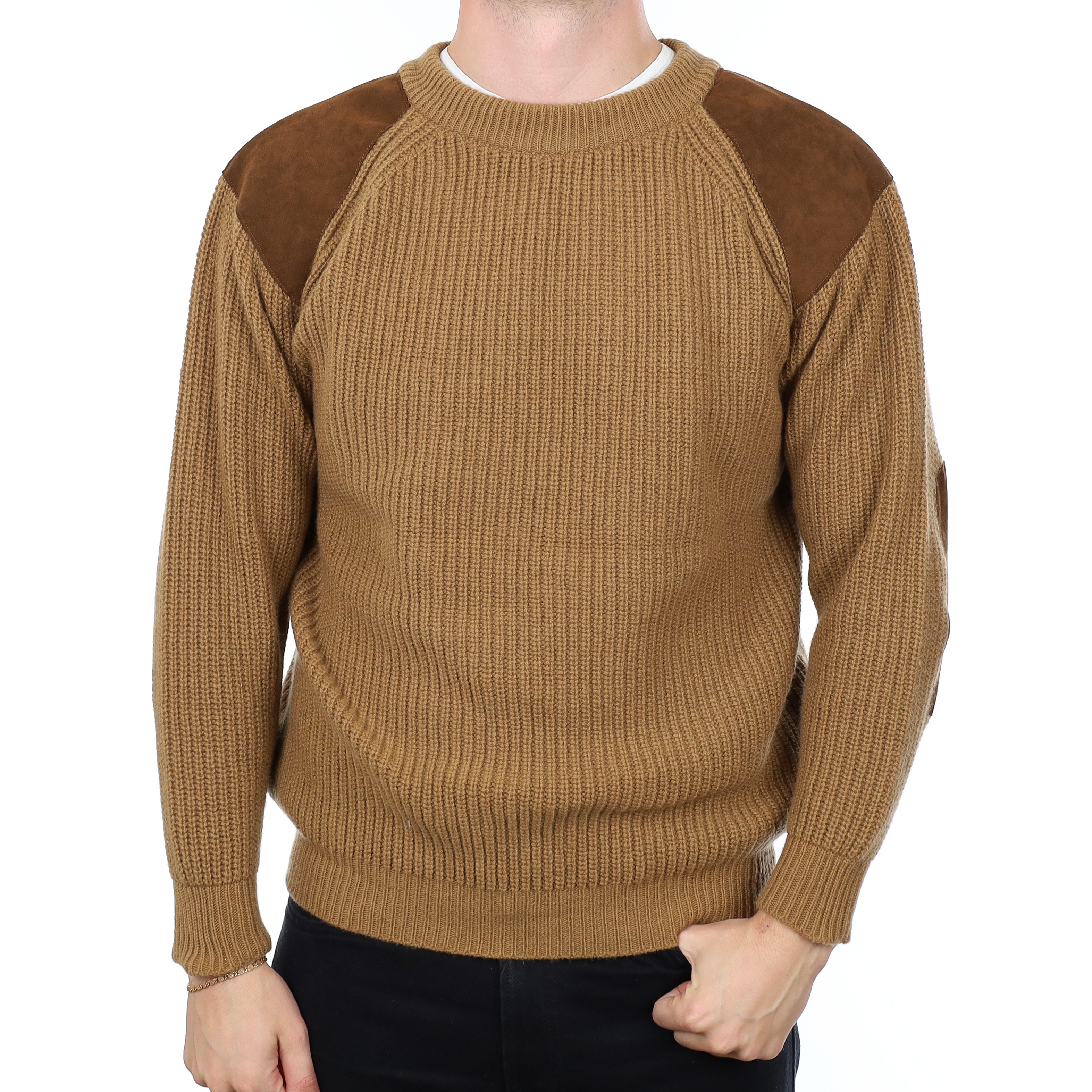 Men's Brand New Scottish Butterscotch  Fisherman’s Style Cashmere Crew Neck Jumper XL