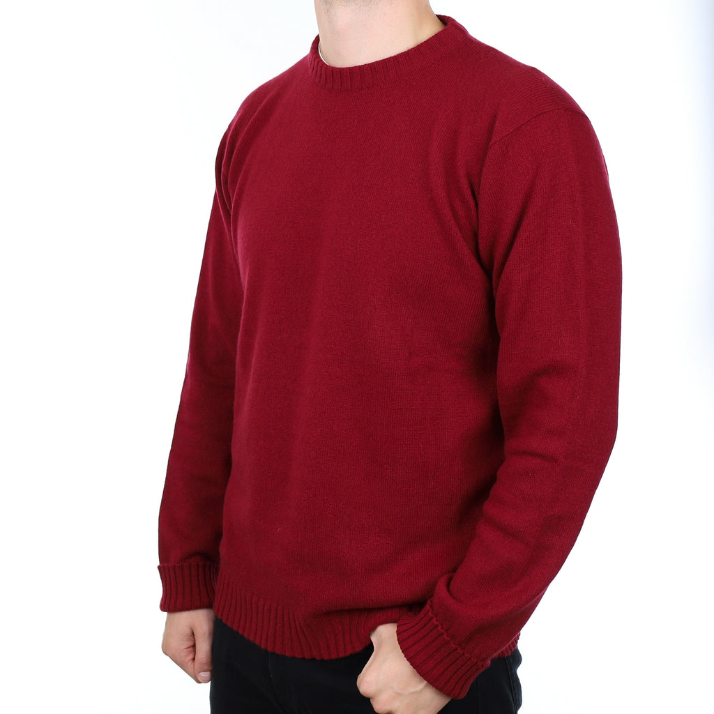 Men's Brand New Scottish Burgundy Cashmere Crew Neck Jumper XL