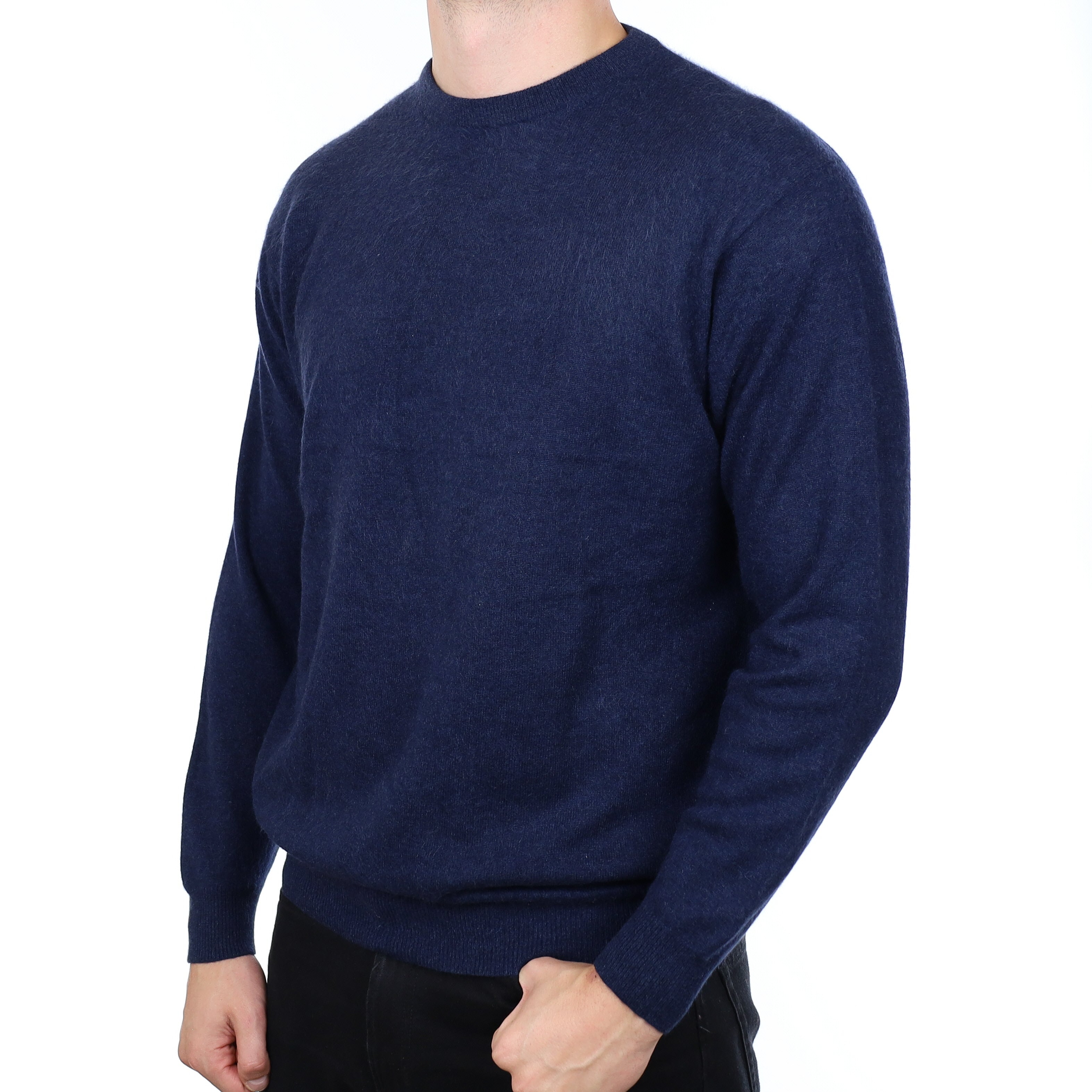 Men's Brand New Scottish Navy Fisherman’s Style Cashmere Crew Neck Jumper XL
