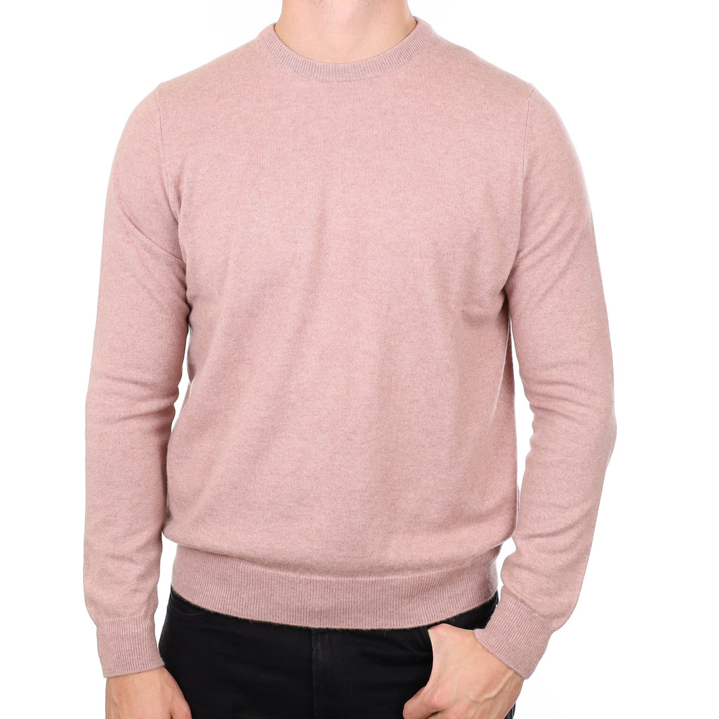 Men's Faded Heather Pink Cashmere Crew Neck Jumper XL